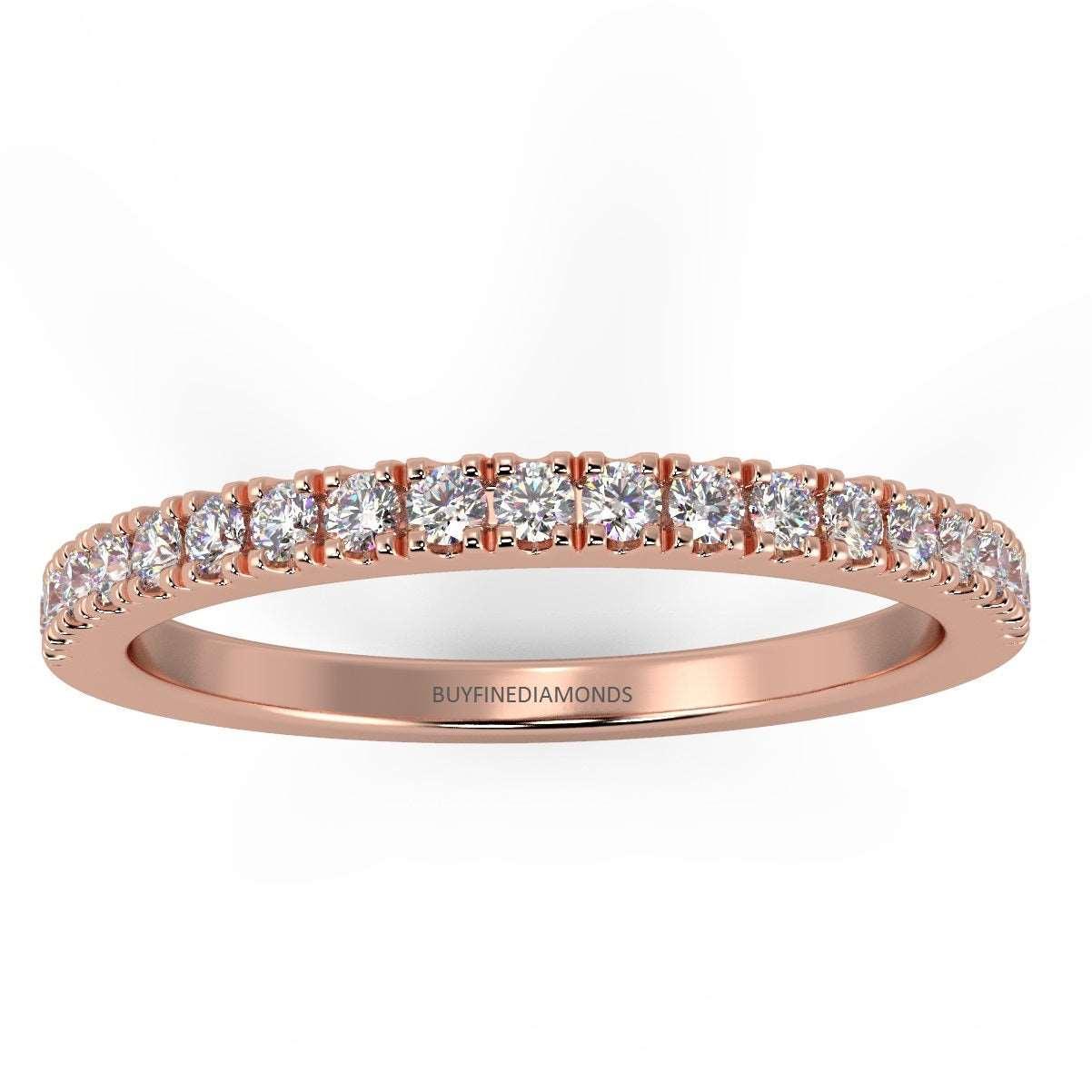 0.15Ct Round Diamond Micro Pave Set Half Eternity Ring in White , Yellow, Rose Gold - Image 3