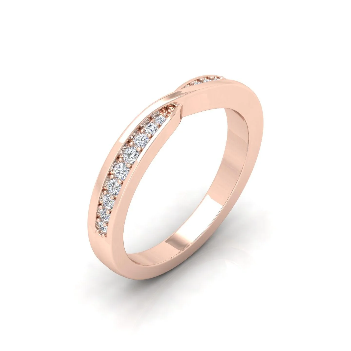 0.25 Carat D/VS Round Diamond Twisted Shank Designer Half Eternity Wedding Ring - amadadiamonds - Image 4