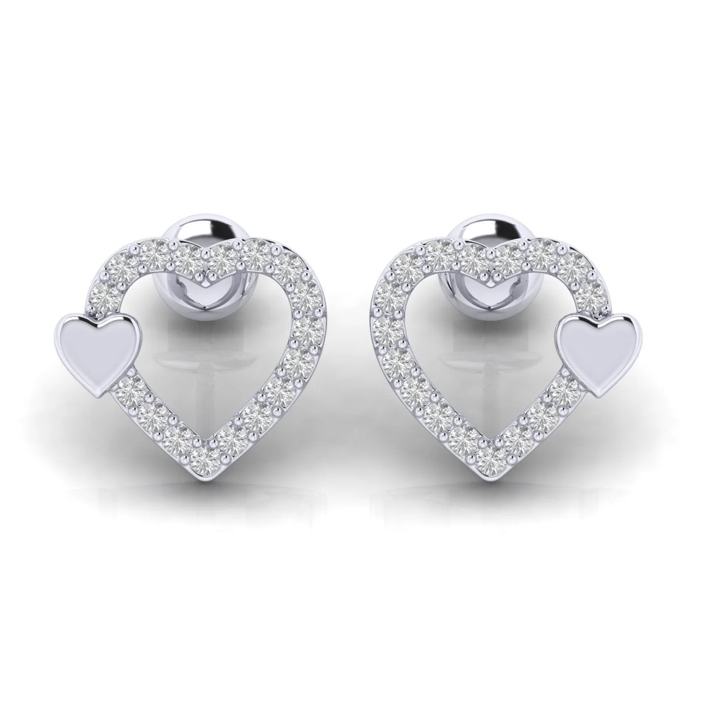0.25 CT Round Diamond Heart Shape Designer Earrings - amadadiamonds - Image 7