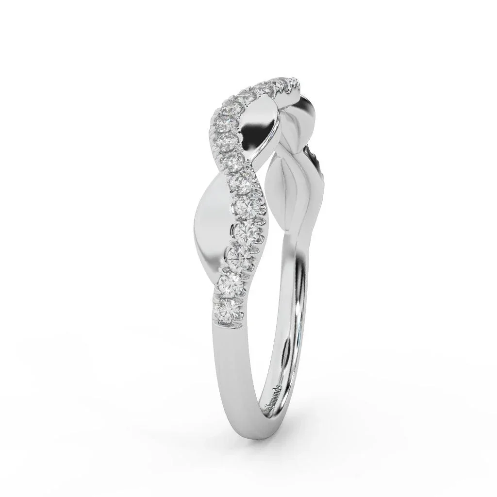 Round Brilliant Lab Diamond Stacking Wedding Ring Band Gold and Platinum - Image 6