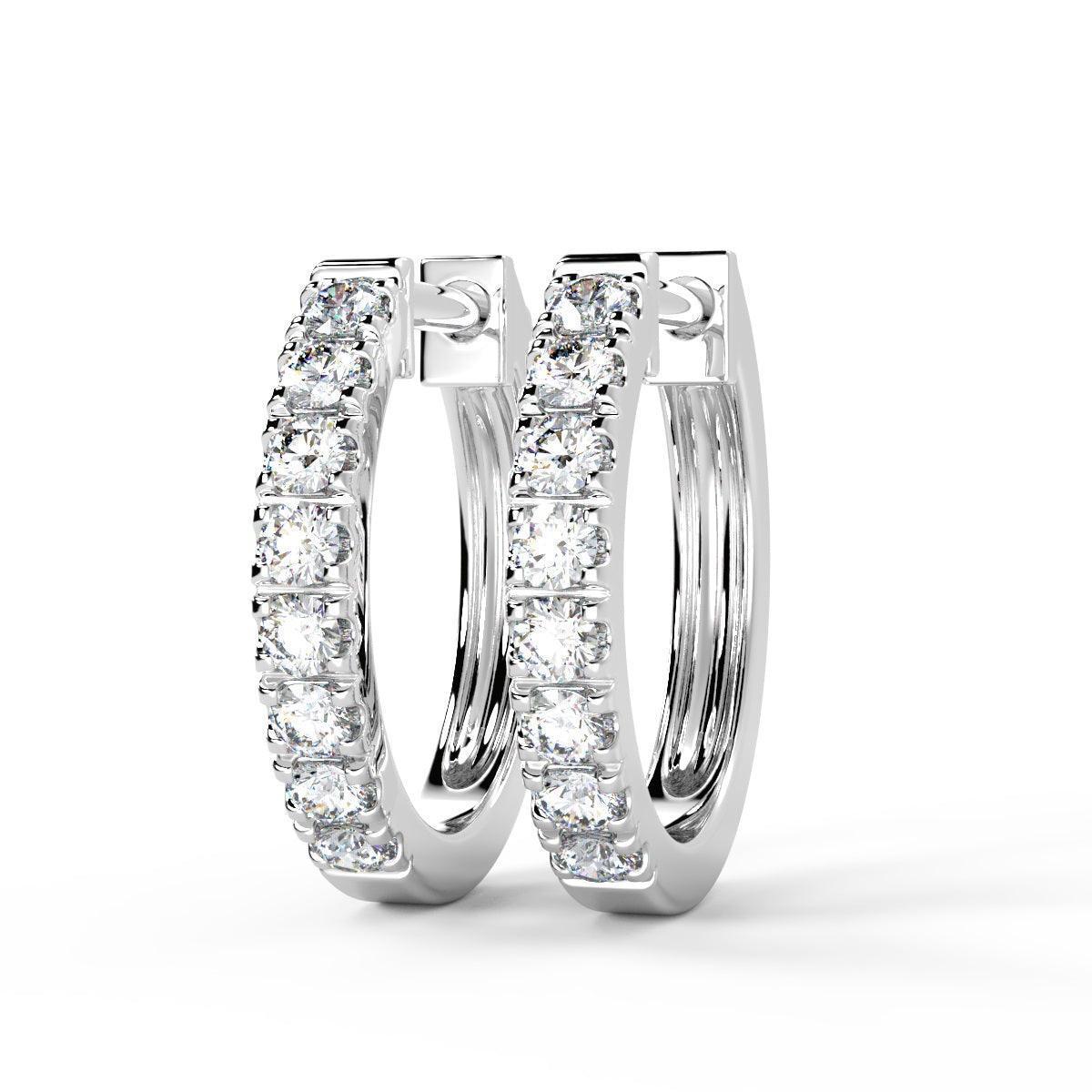 0.30Ct 100% Natural Round Diamond Hoop Earrings, Hallmarked Gold - Image 4