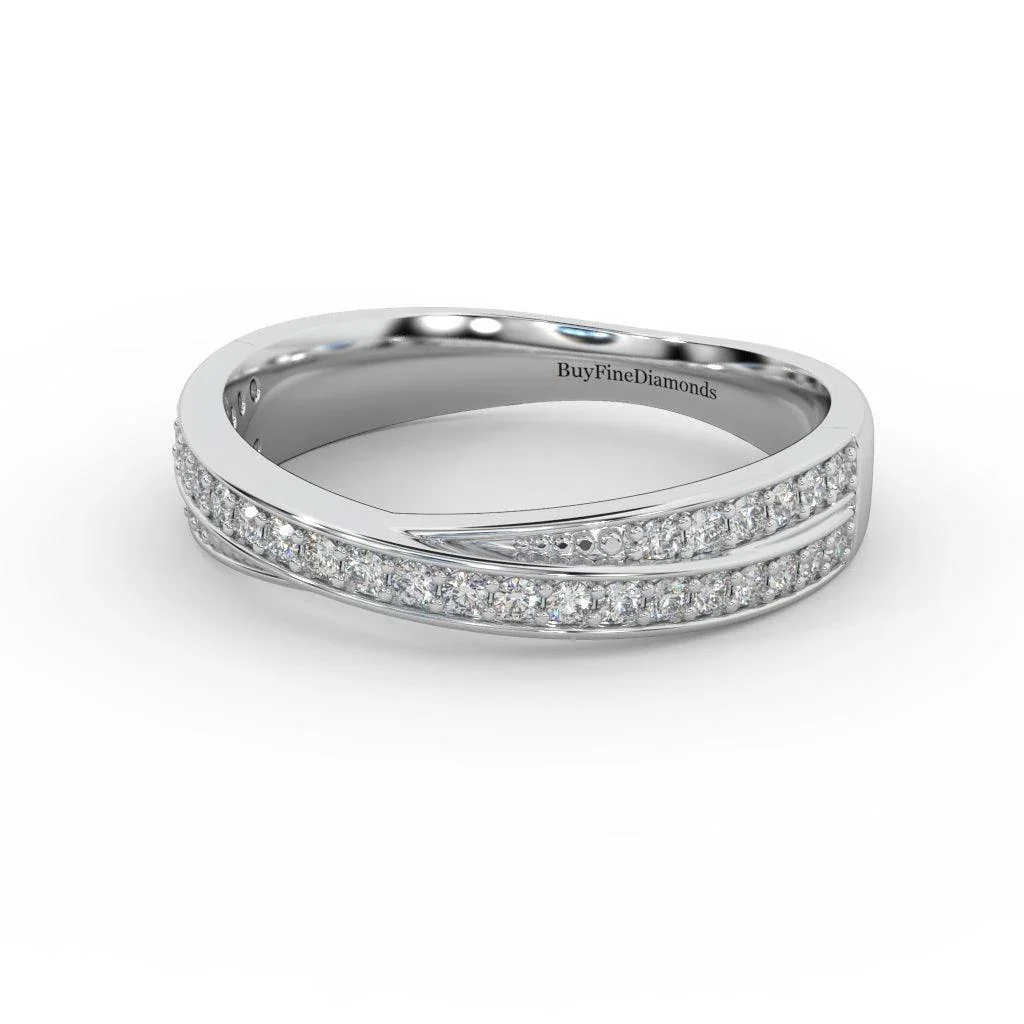 Round Brilliant Diamond Crossover Half Eternity Ring - Image 2