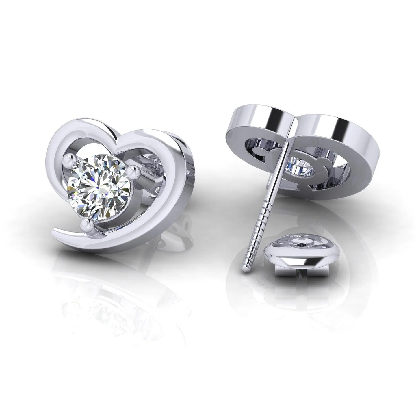 0.40Ct D/VS Lab Grown Round Diamond Heart Shape Earrings - amadadiamonds - Image 2