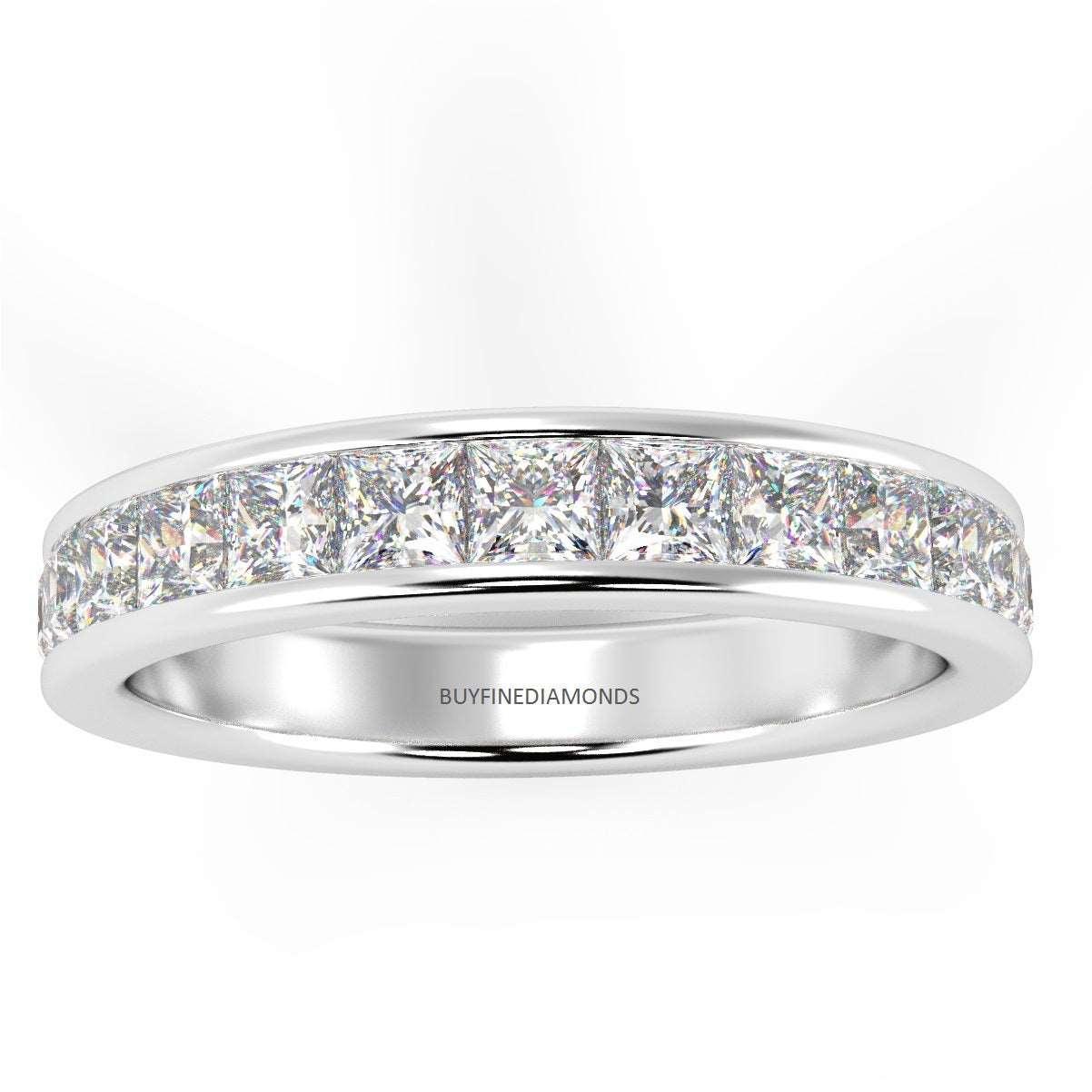0.50CT to 1.00CT Beautiful Princess Diamond Channel Set Half Eternity Ring - Image 4