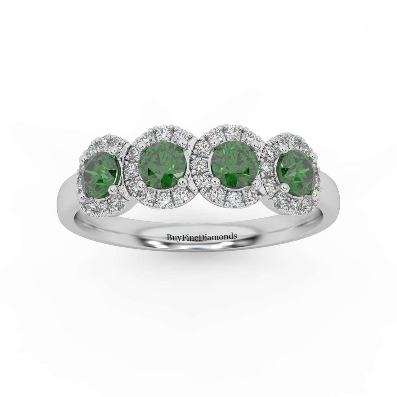 0.70Ct Green Emerald and Diamond Halo Engagement Ring in 950 Platinum & Gold - Image 4