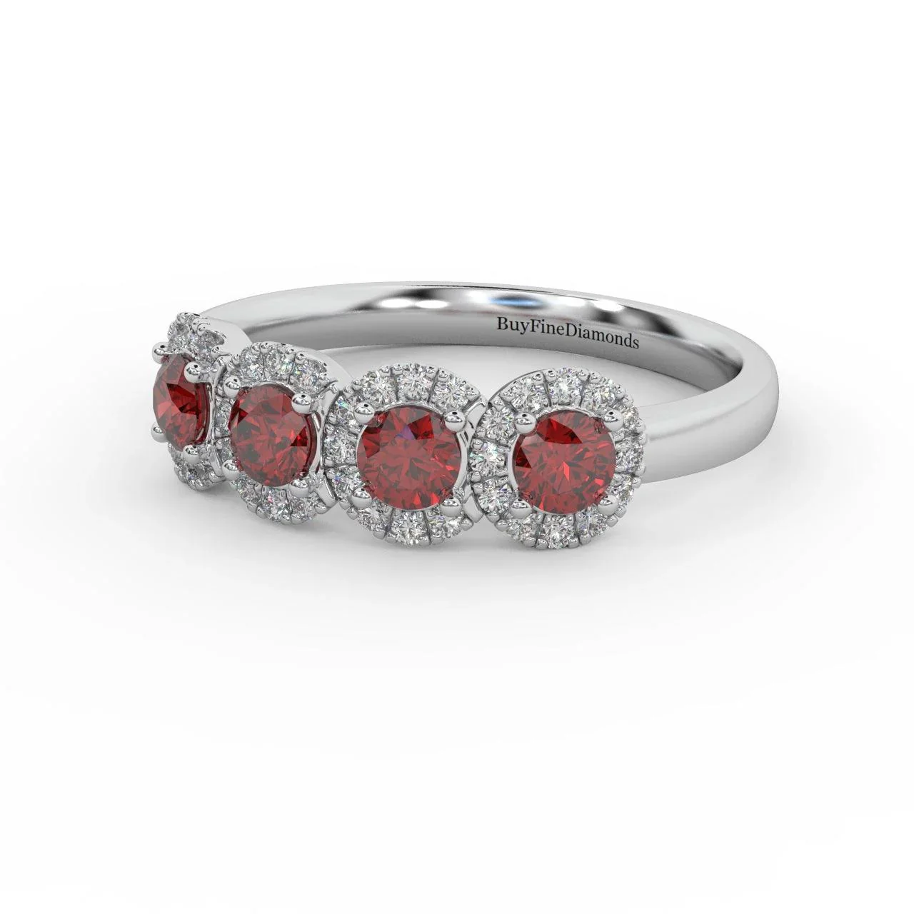 0.70Ct Ruby and Diamond Halo Engagement Ring in 950 Platinum & Gold - Image 2