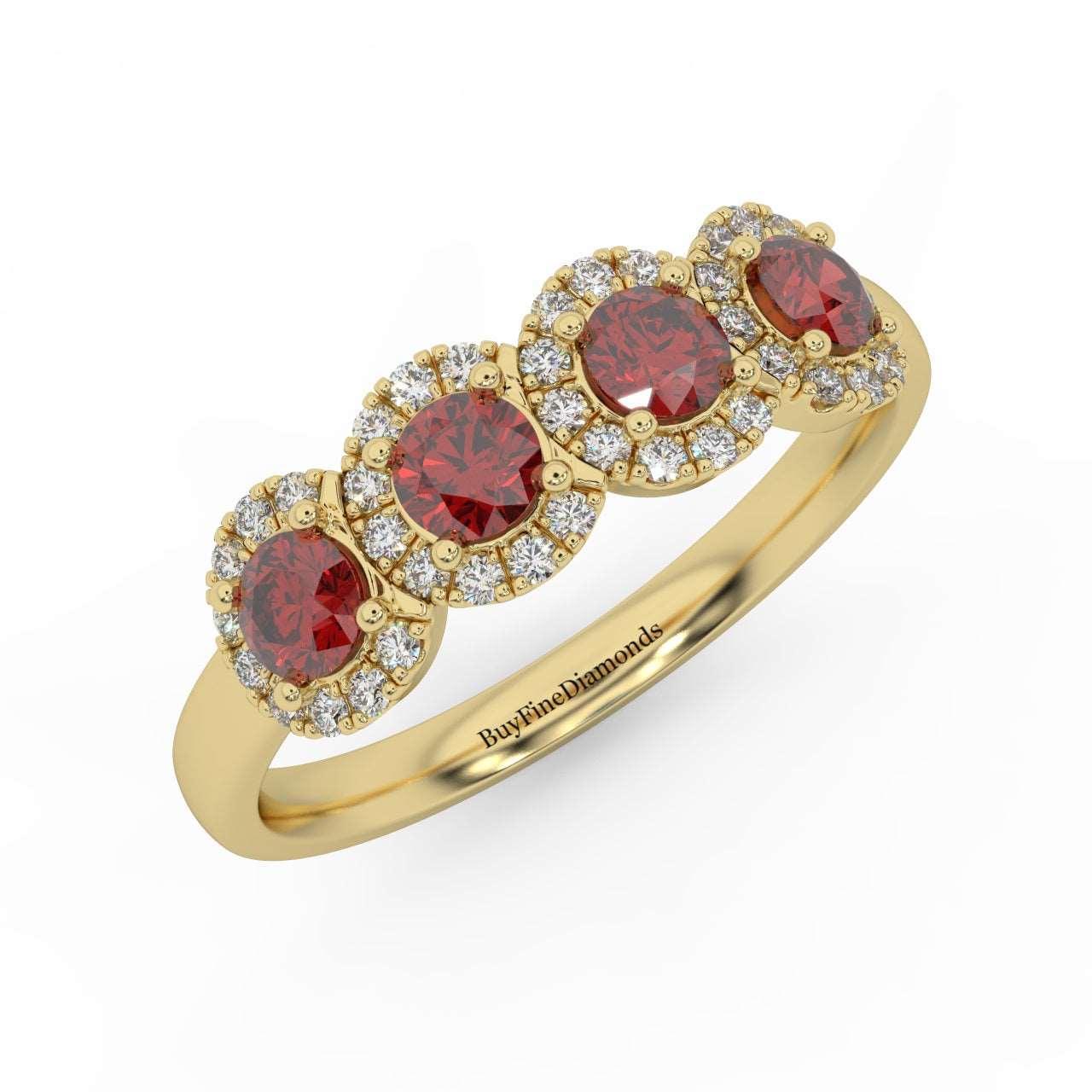 0.70Ct Ruby and Diamond Halo Engagement Ring in 950 Platinum & Gold - Image 3