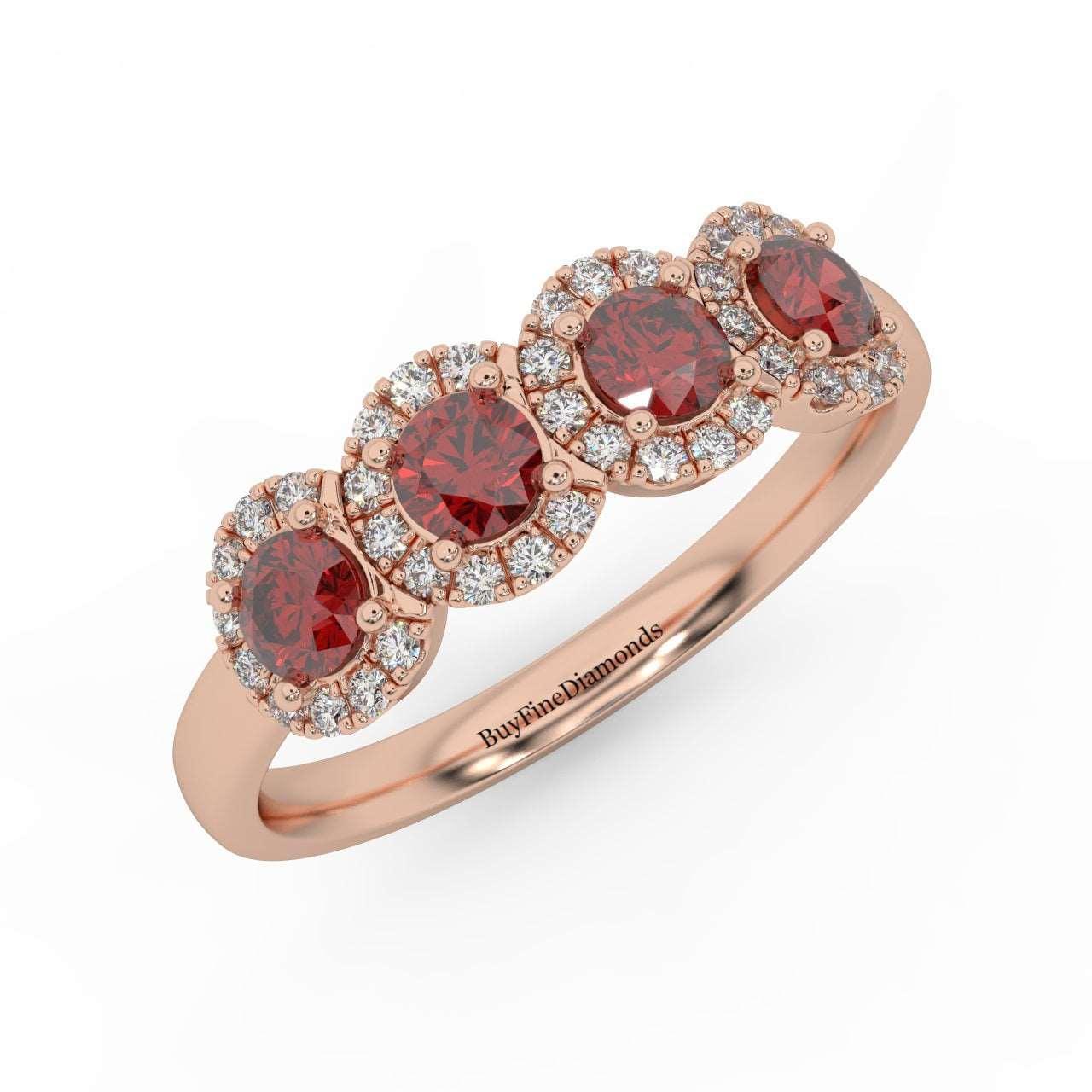0.70Ct Ruby and Diamond Halo Engagement Ring in 950 Platinum & Gold - Image 4