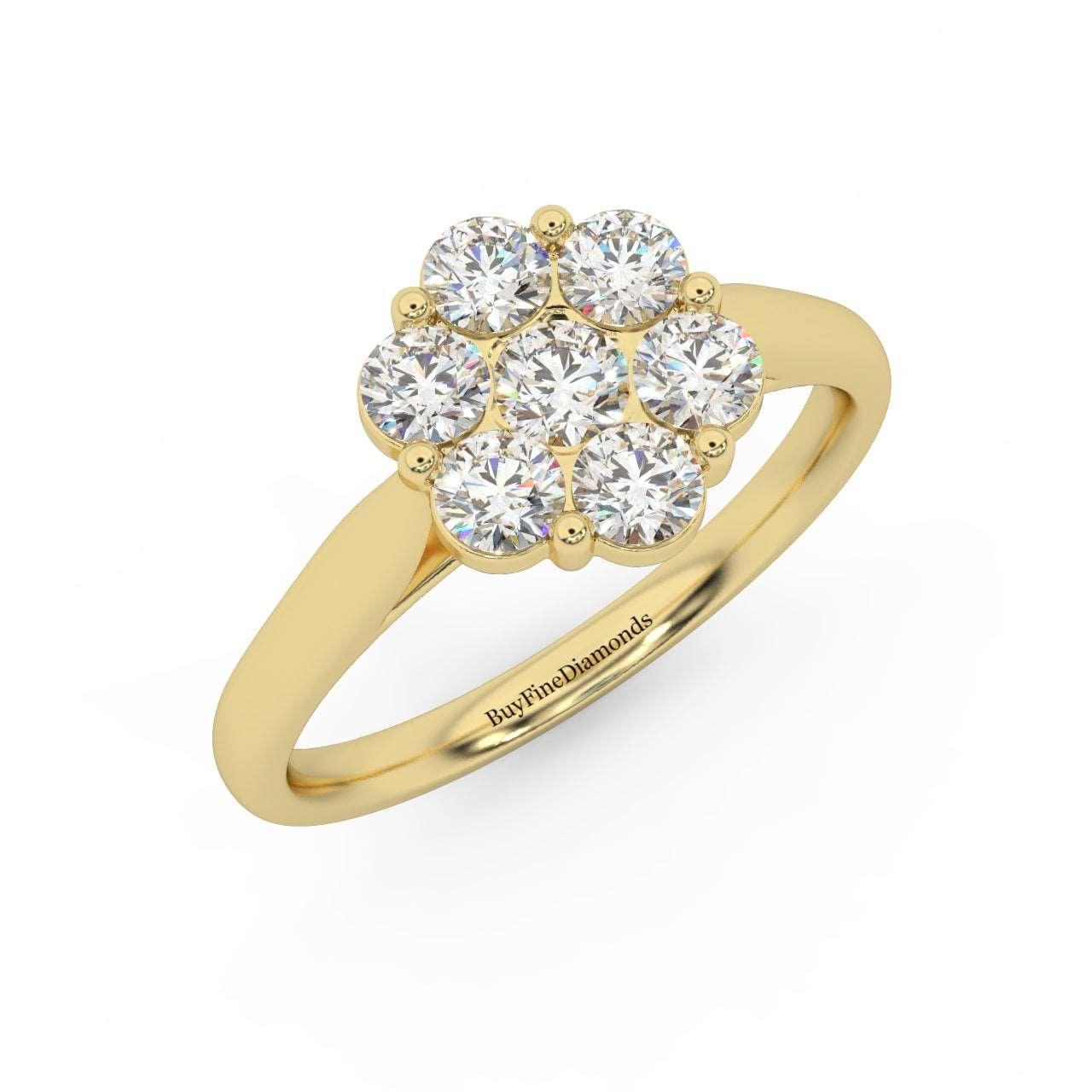 0.75Ct Natural Round Diamond Cluster Engagement Ring For Women - Image 3
