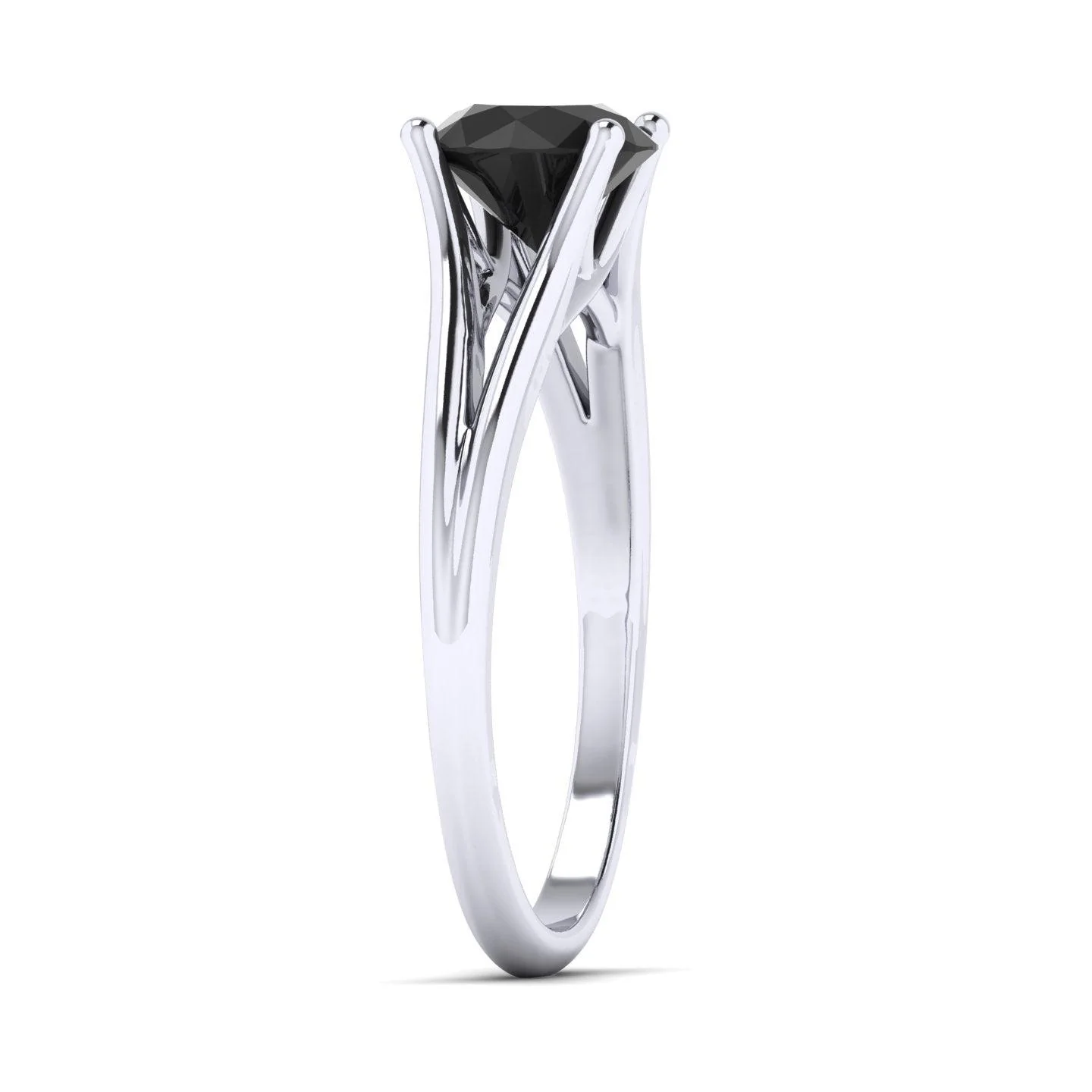 1.00 Carat AAA Black Round Diamond Claw Solitaire Engagement Ring - Image 5