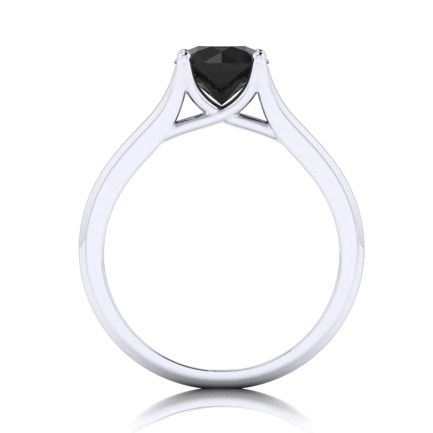 1.00 Carat AAA Black Round Diamond Claw Solitaire Engagement Ring - Image 7