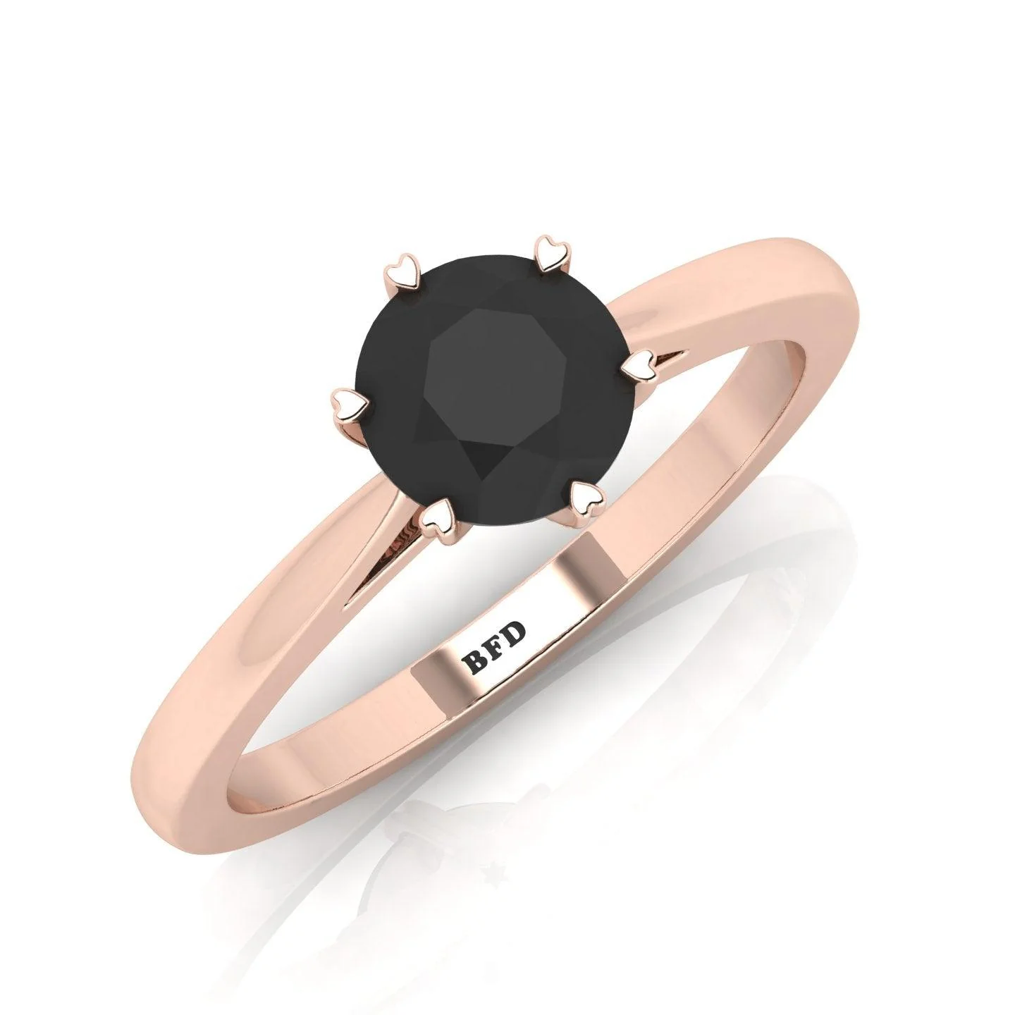 1.20 Carat AAA Black Diamond Heart Prong Engagement Ring - Image 3