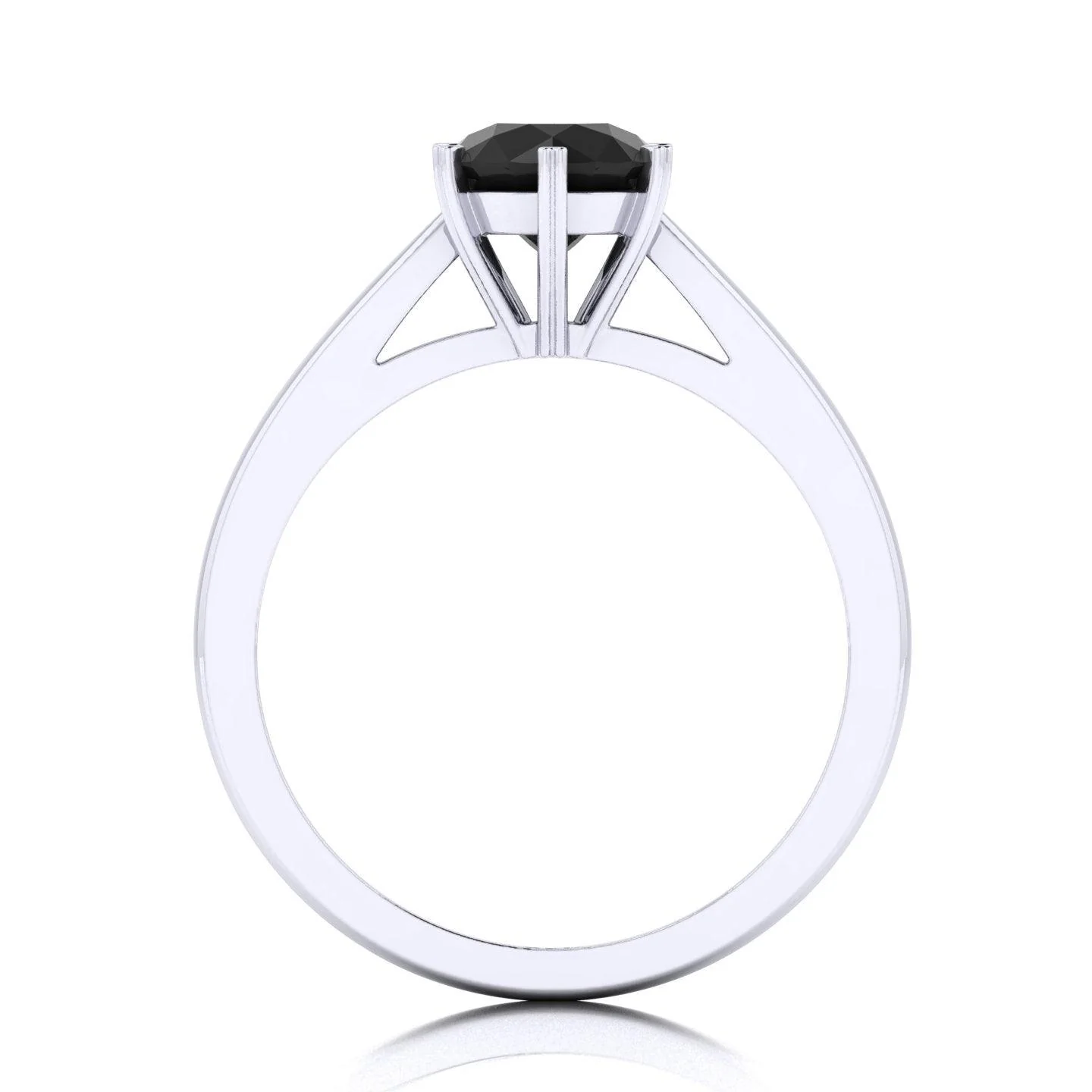 1.20 Carat AAA Black Diamond Heart Prong Engagement Ring - Image 4