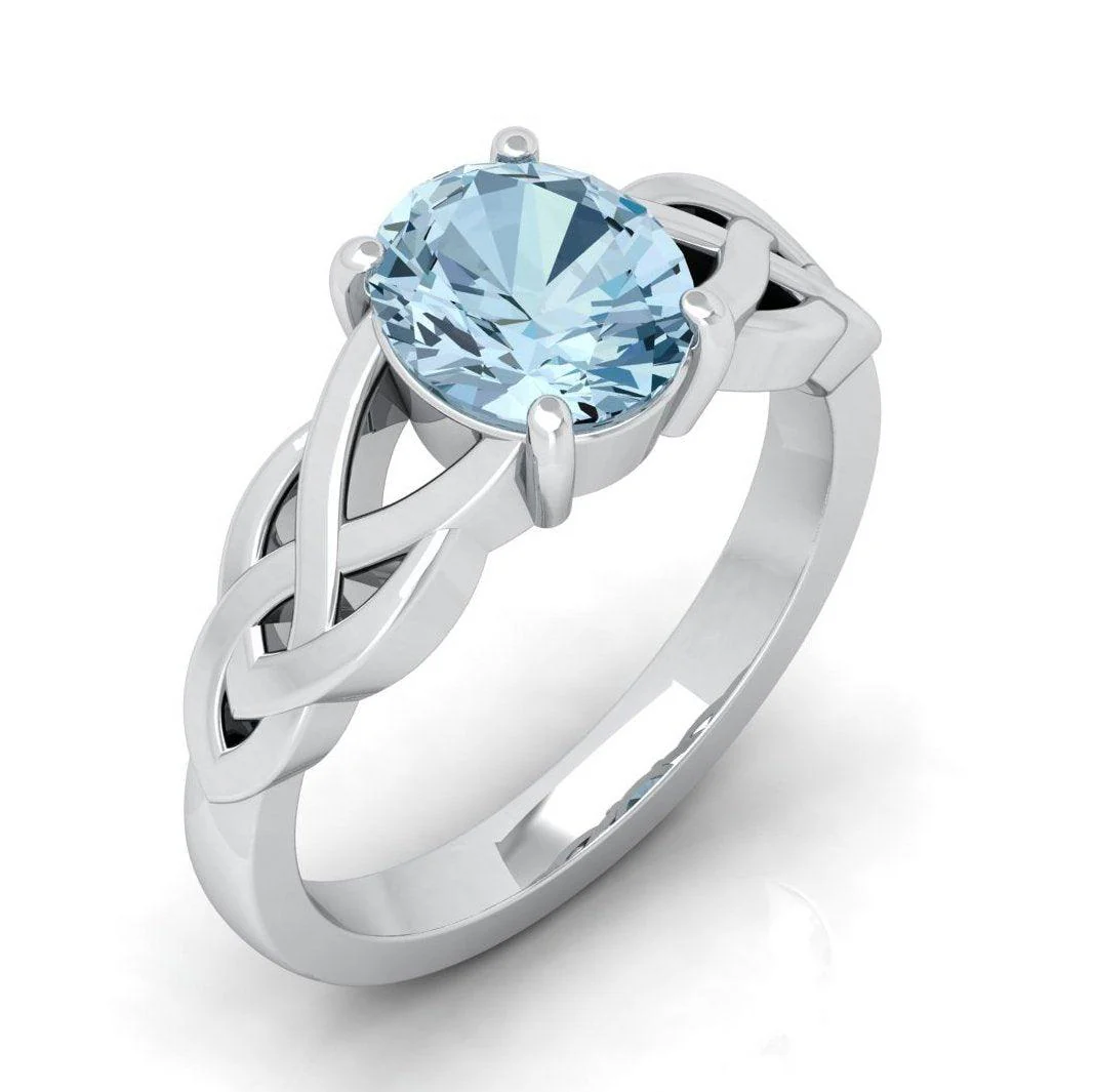 1.00 Carat Natural Blue Aquamarine Women's Designer Ring - amadadiamonds - Image 4