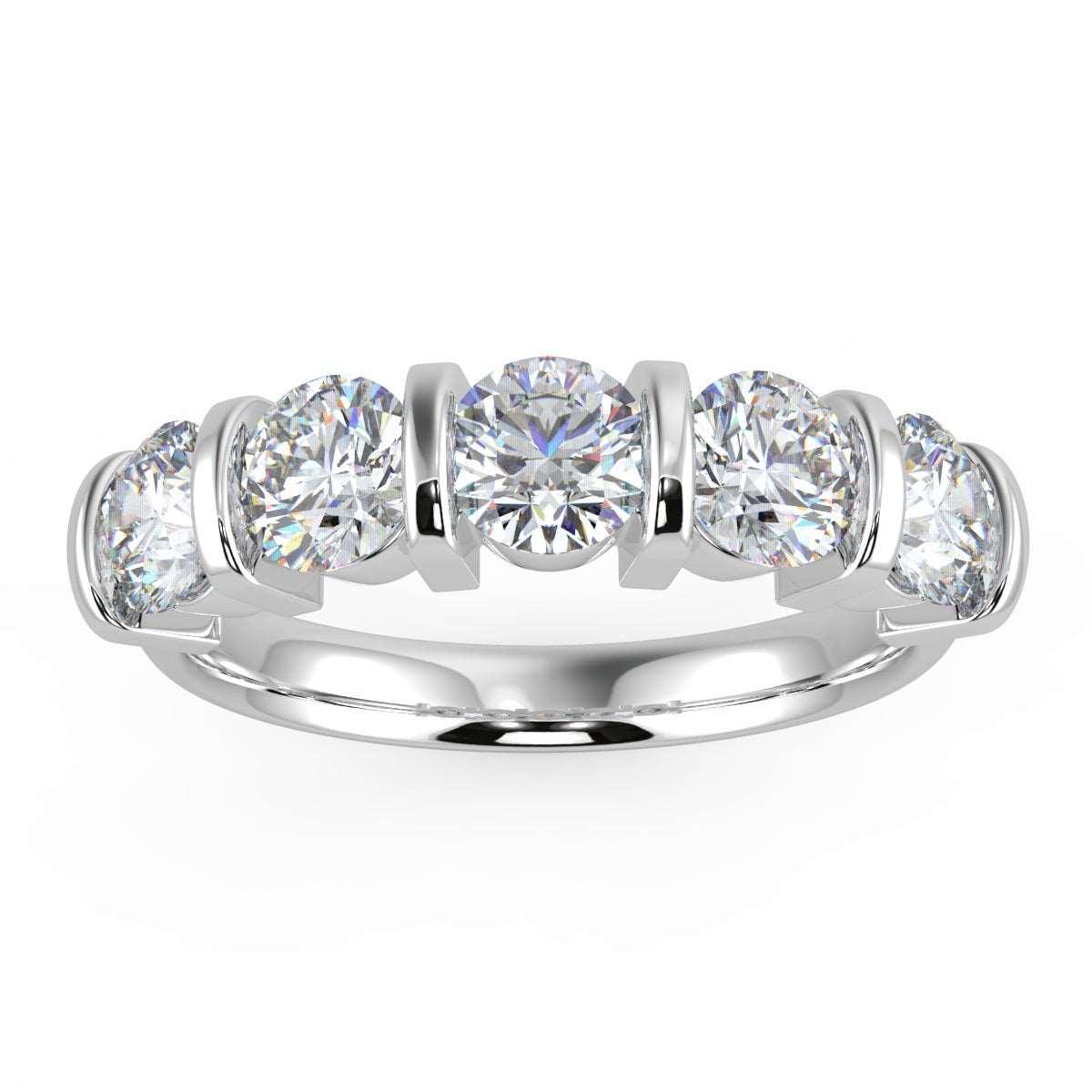 1.00 ct D/VVS Round Diamond 5 Stone Eternity in Platinum/18K Gold - Image 4
