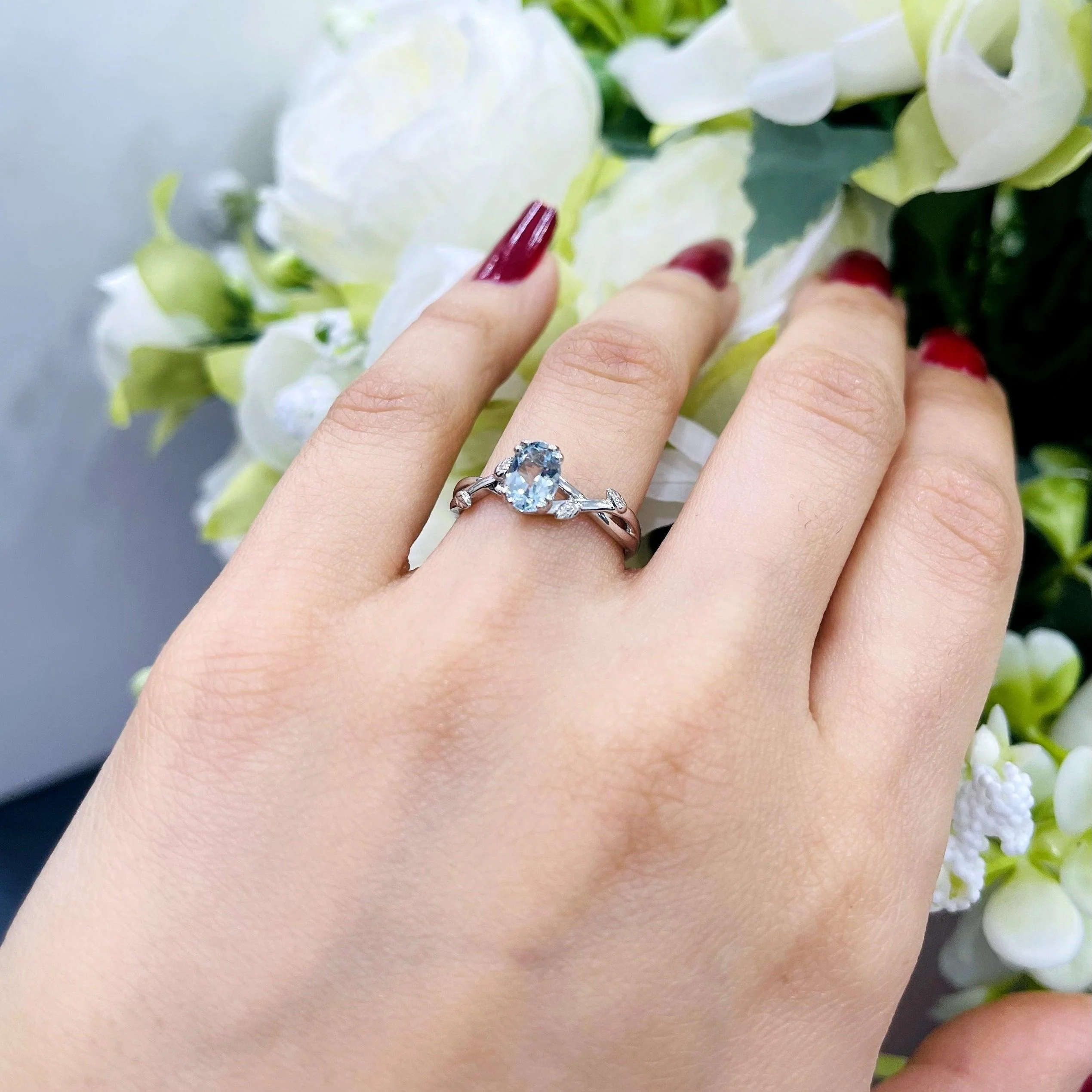 1.00 Ct Natural Blue Aquamarine Diamond Designer Ring - Image 4