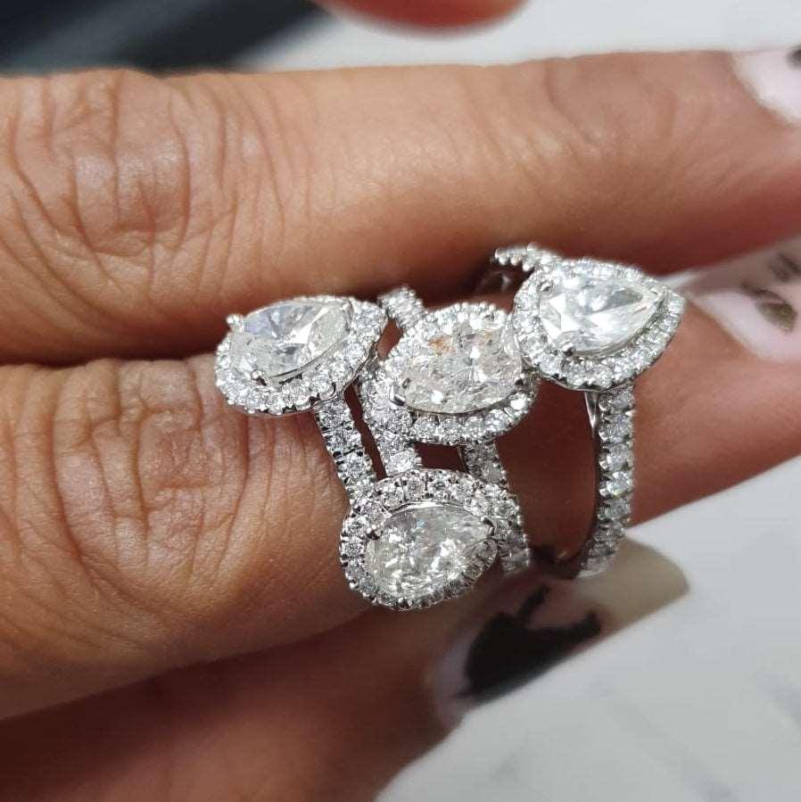 1.00Carat Pear Diamond Halo Ring in Hallmarked White Gold - Image 4