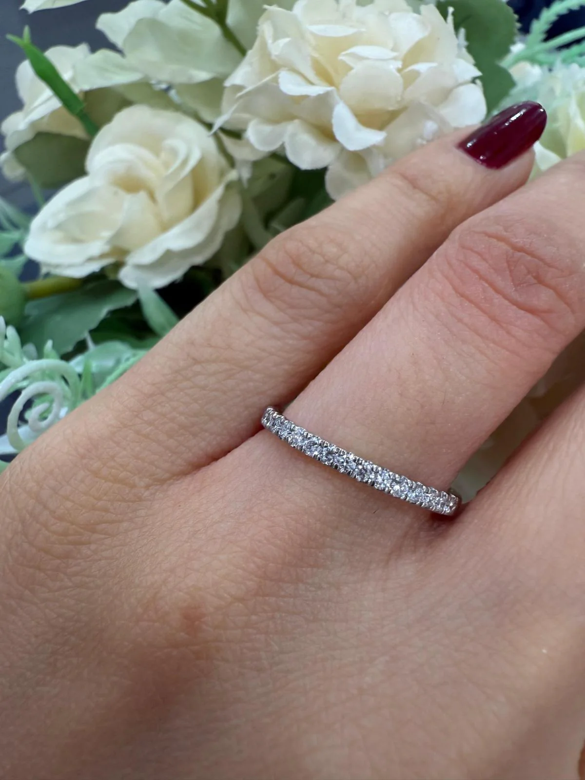1.00Ct D/VVS Lab Grown Round Diamond Half Eternity Ring in 9k White Gold - Image 2