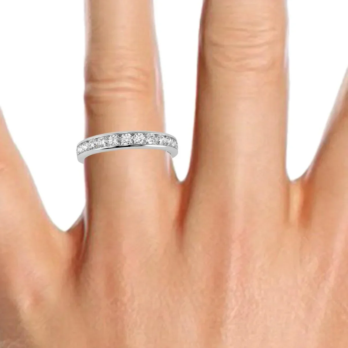 Best Offer ! D/VVS 1.00Ct Round Diamond Full Eternity Ring for Women's in Hallmarked Platinum / Gold - Image 7