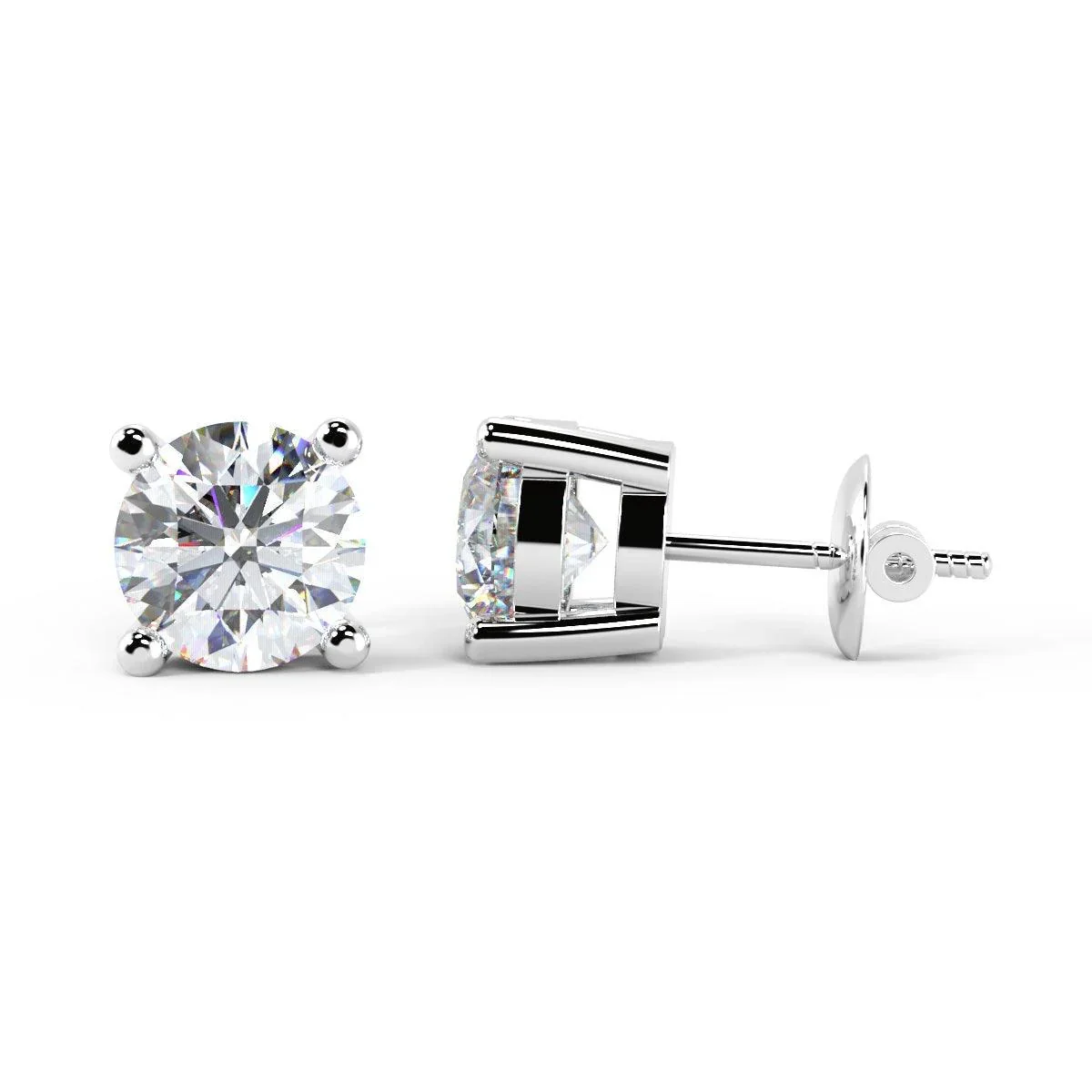 1.10 carat Round Diamond Stud Earring In White Gold - Image 2