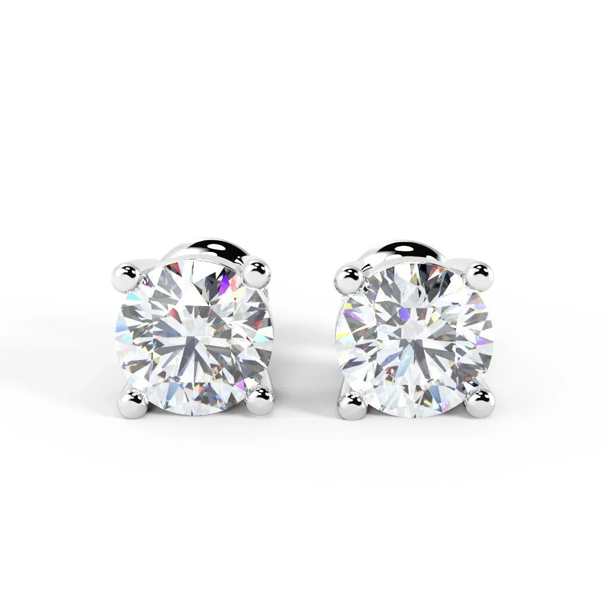 1.10 carat Round Diamond Stud Earring In White Gold - Image 3