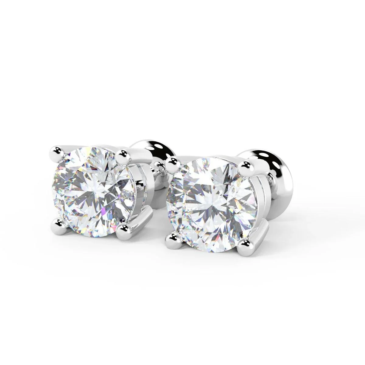 1.10 carat Round Diamond Stud Earring In White Gold - Image 4