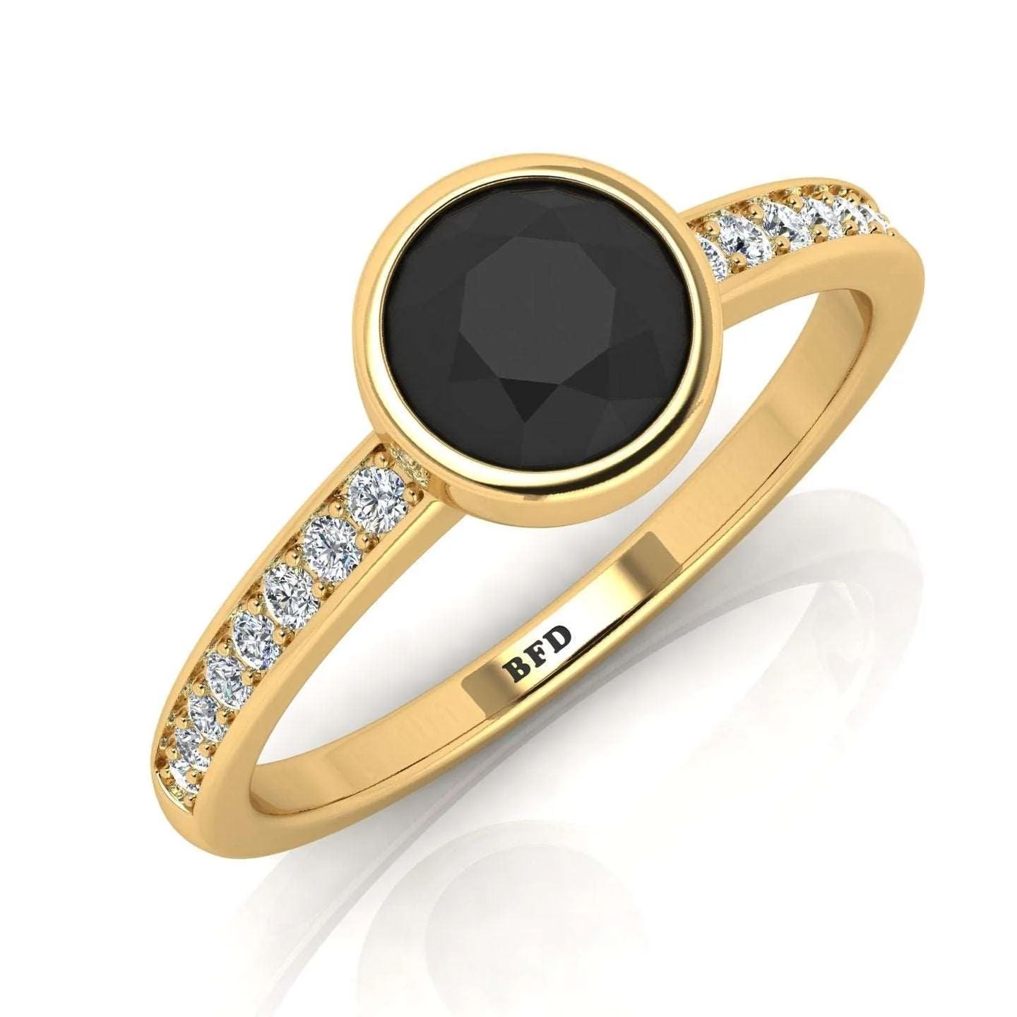 1.20 Carat Bezel Set AAA Black Diamond Solitaire engagement Ring - Image 2