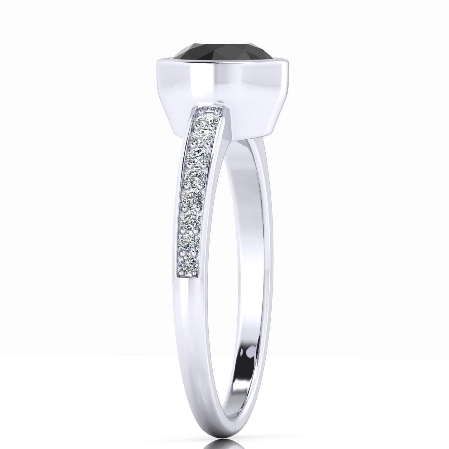 1.20 Carat Bezel Set AAA Black Diamond Solitaire engagement Ring - Image 5