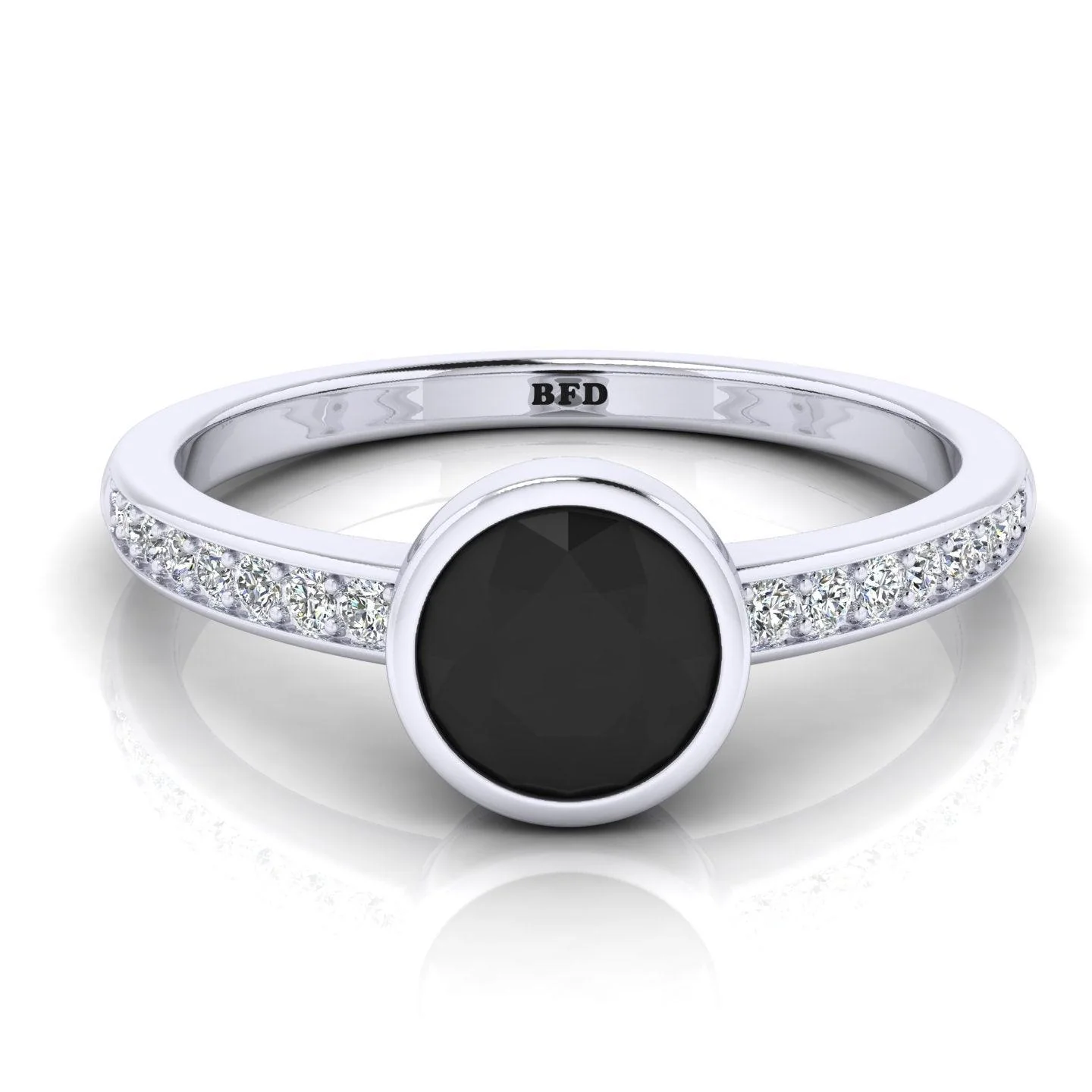 1.20 Carat Bezel Set AAA Black Diamond Solitaire engagement Ring - Image 6