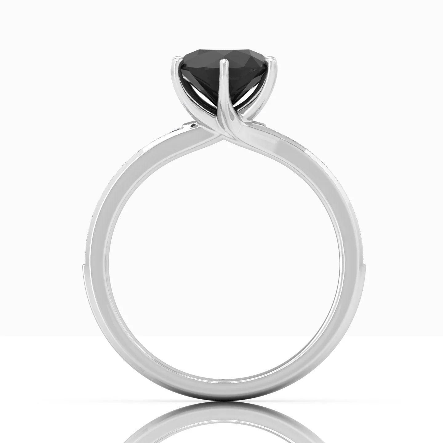 1.25 Carat Black Diamond & White Twisted Six Claw Diamond Engagement Ring - Image 4