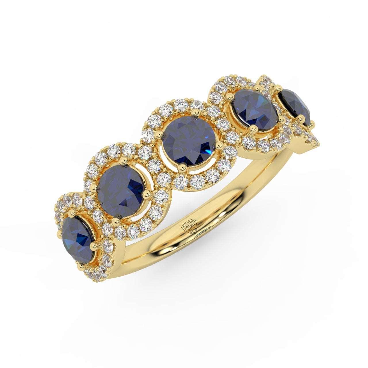 1.25 Ct Sapphire and Diamond Halo Women's Ring in 950 Platinum & Gold - Image 3
