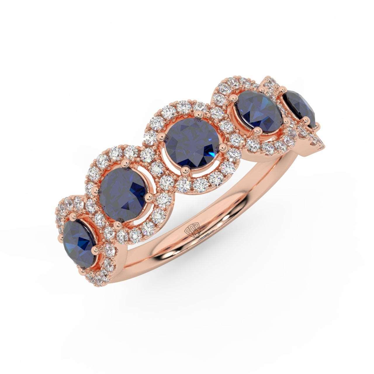 1.25 Ct Sapphire and Diamond Halo Women's Ring in 950 Platinum & Gold - Image 4