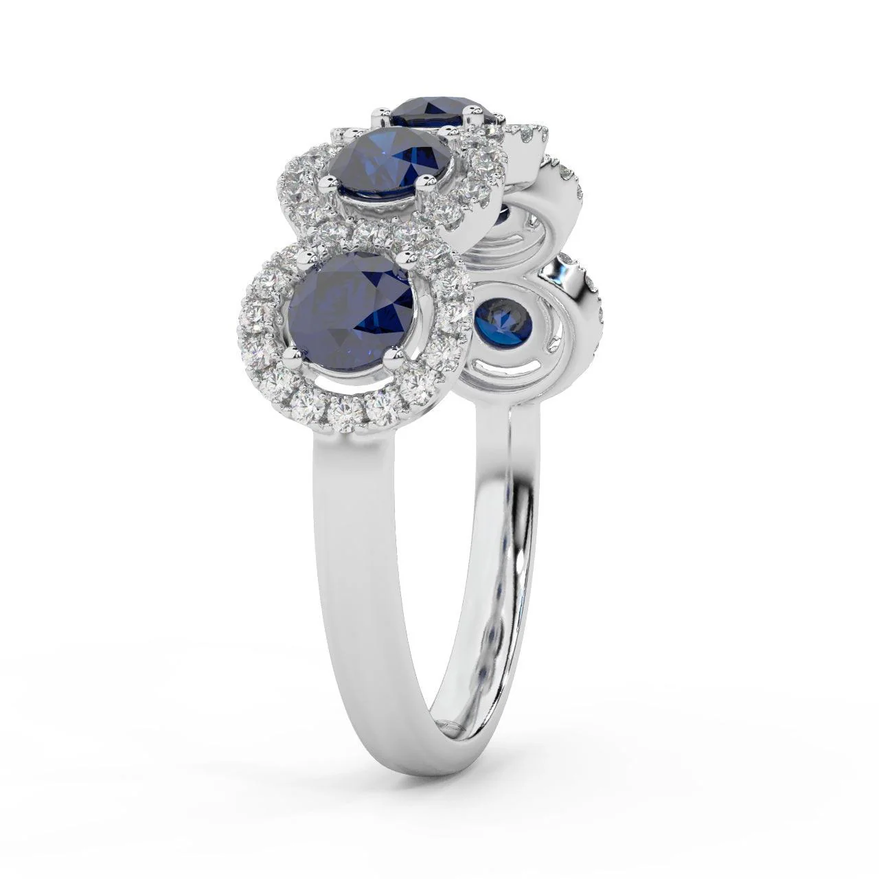 1.25 Ct Sapphire and Diamond Halo Women's Ring in 950 Platinum & Gold - Image 6