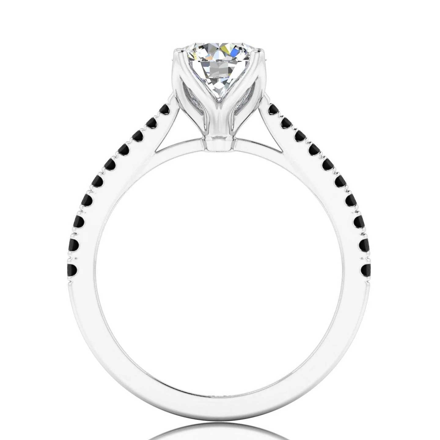 1.00 Carat Lab Grown Solitaire With 0.30 Carat Side Black Diamond Engagement Ring For Her - Image 4