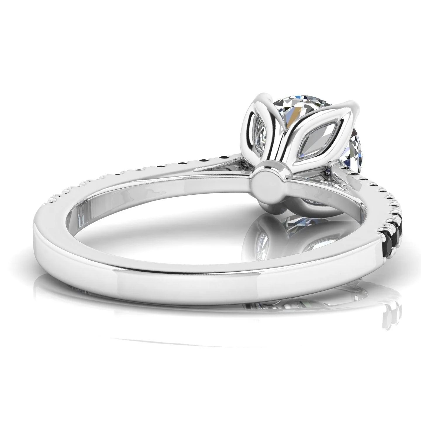 1.00 Carat Lab Grown Solitaire With 0.30 Carat Side Black Diamond Engagement Ring For Her - Image 7