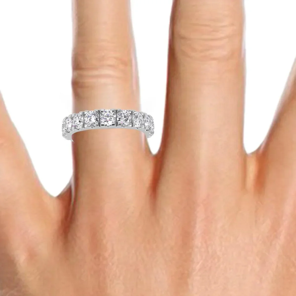 G-H/VS 1.30 Carat Round Diamond Micro Pave Set Full Eternity Ring in Hallmarked Platinum - Image 5