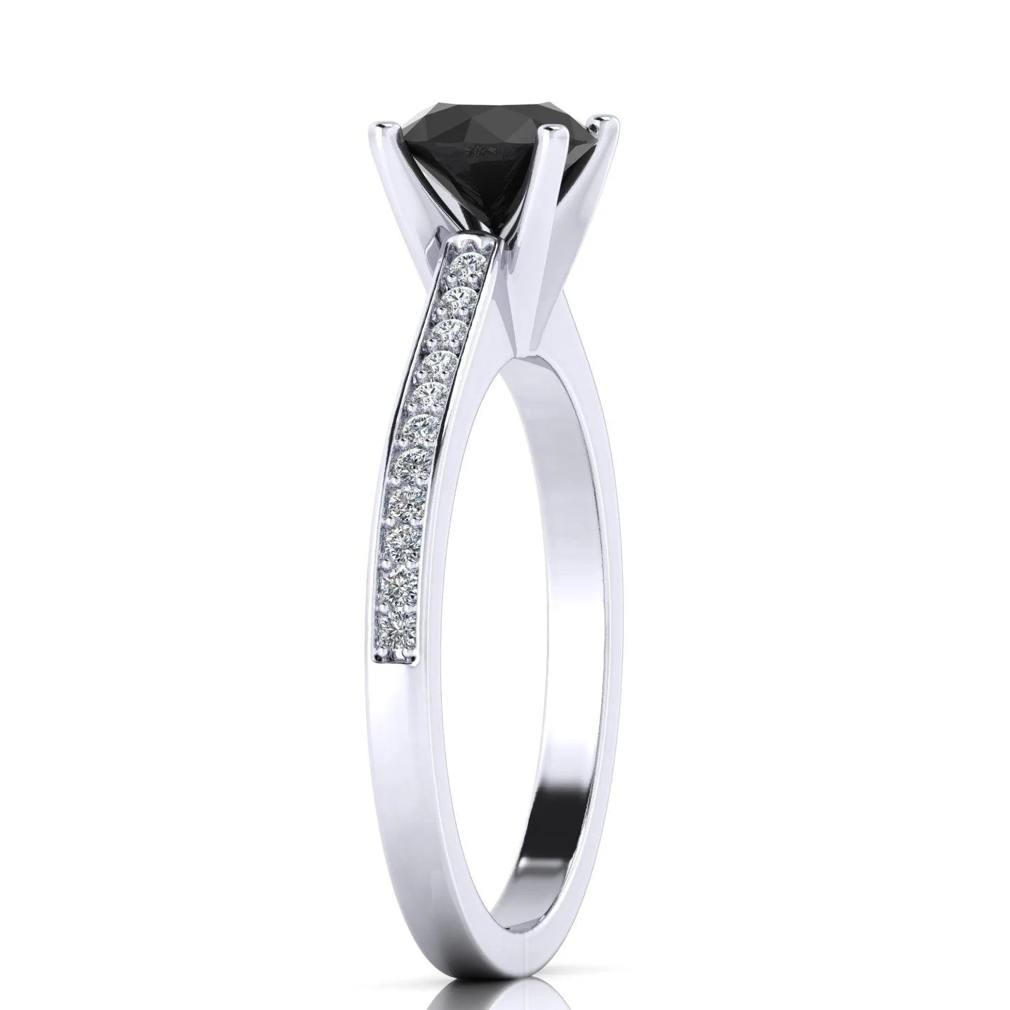 Best Offer..! 1.25CT AAA Black & White Diamond Claw Set Engagement Ring - Image 5