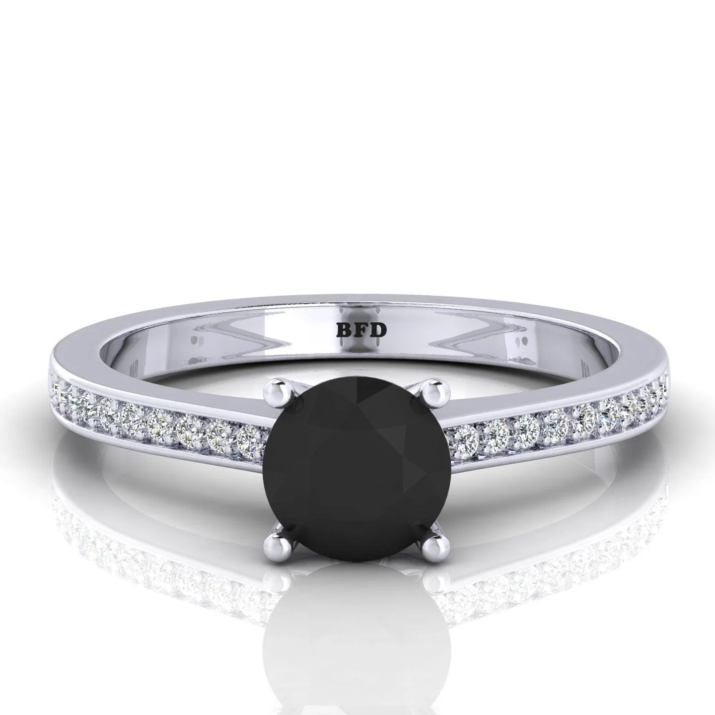Best Offer..! 1.25CT AAA Black & White Diamond Claw Set Engagement Ring - Image 6