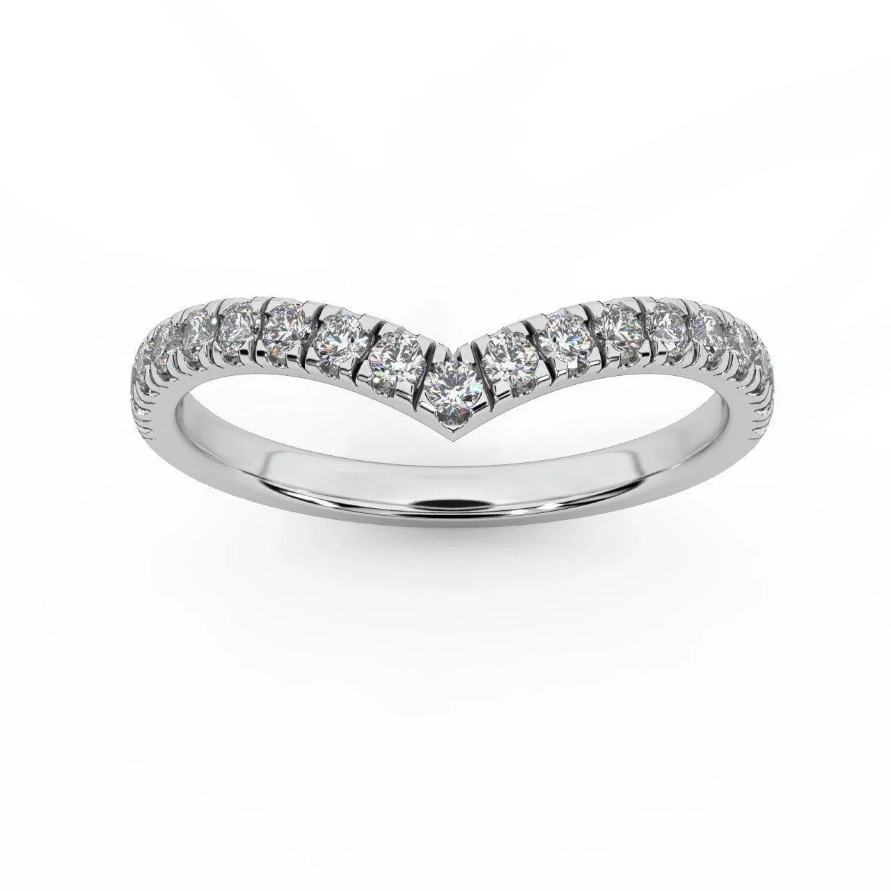 D/VS 1/3Ct Lab Grown Diamond Wishbone Wedding Curved Half Eternity Band Ring - Image 3