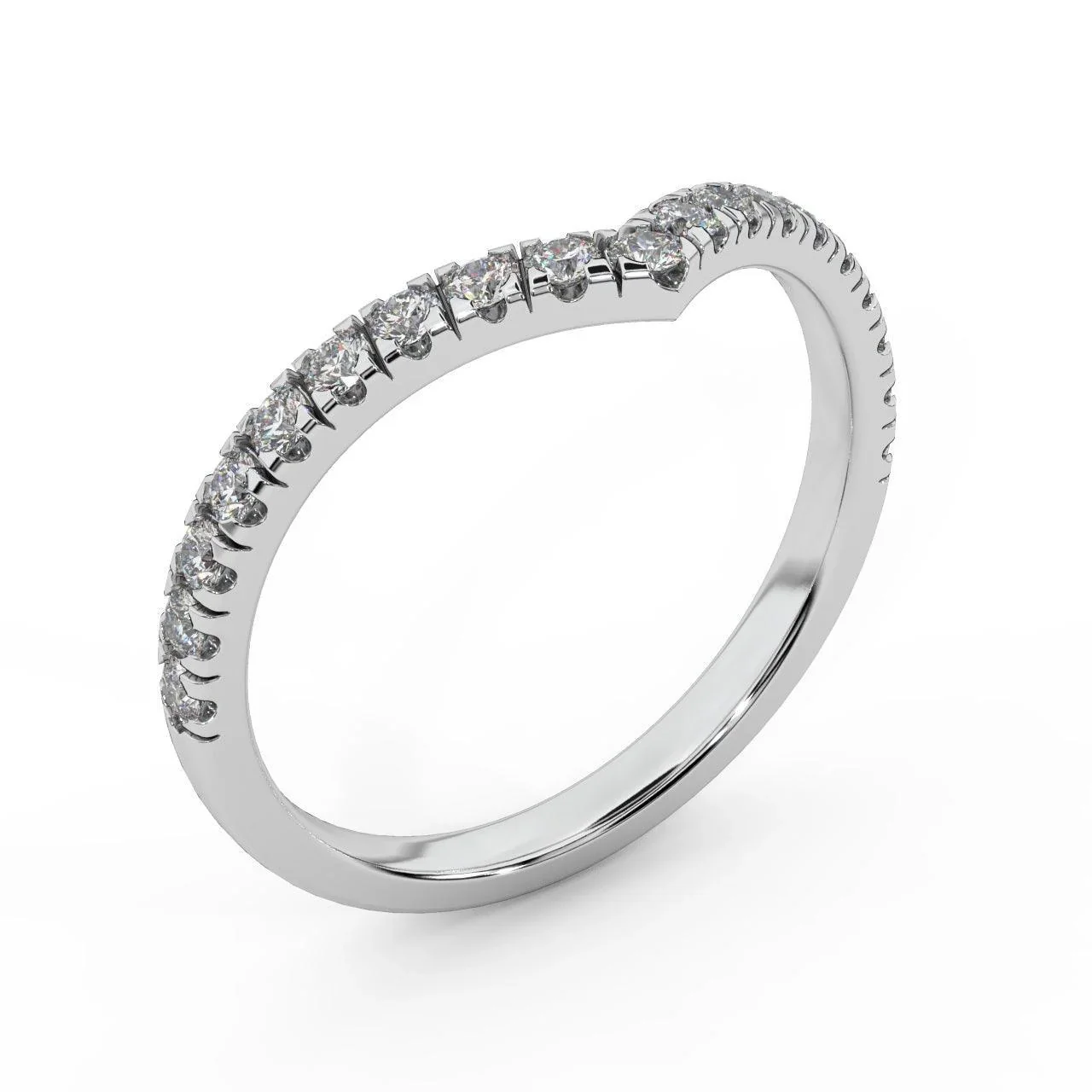 D/VS 1/3Ct Lab Grown Diamond Wishbone Wedding Curved Half Eternity Band Ring - Image 6