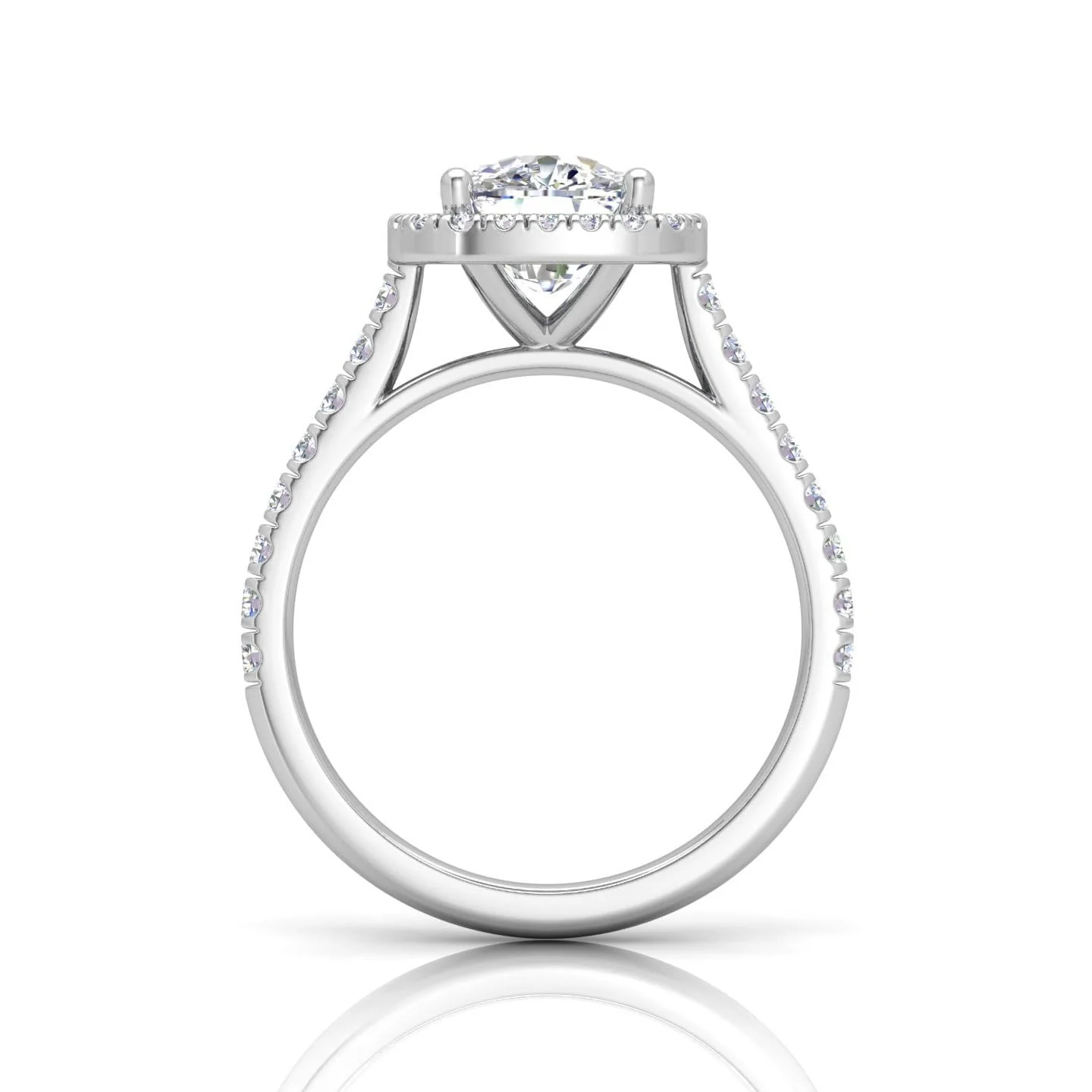 1.50CT D/VS IGI Certified Lab Grown Cushion Cut Diamond Halo Engagement Ring in Platinum - Image 3