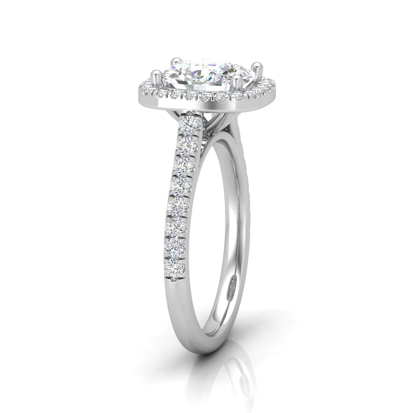 1.50CT D/VS IGI Certified Lab Grown Cushion Cut Diamond Halo Engagement Ring in Platinum - Image 4