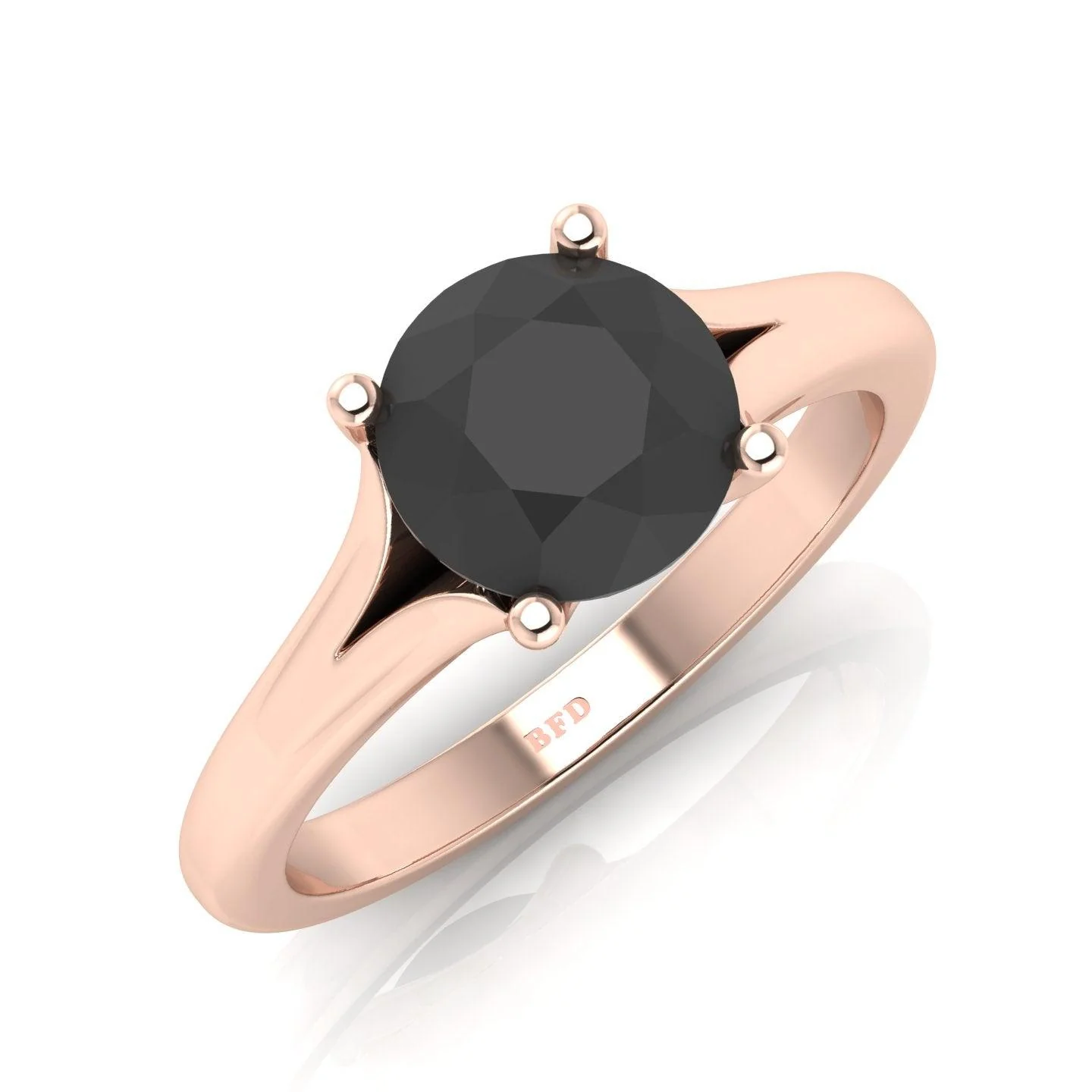 1.50CT AAA Black Round Diamond Solitaire Engagement Ring - Image 3