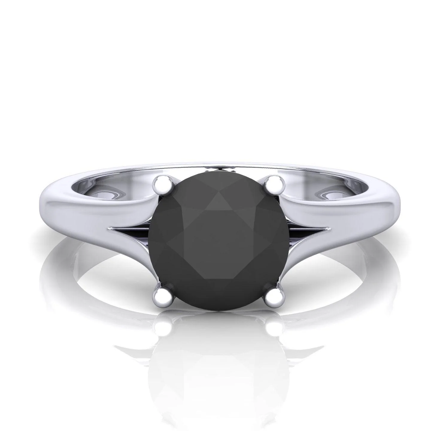 1.50CT AAA Black Round Diamond Solitaire Engagement Ring - Image 4