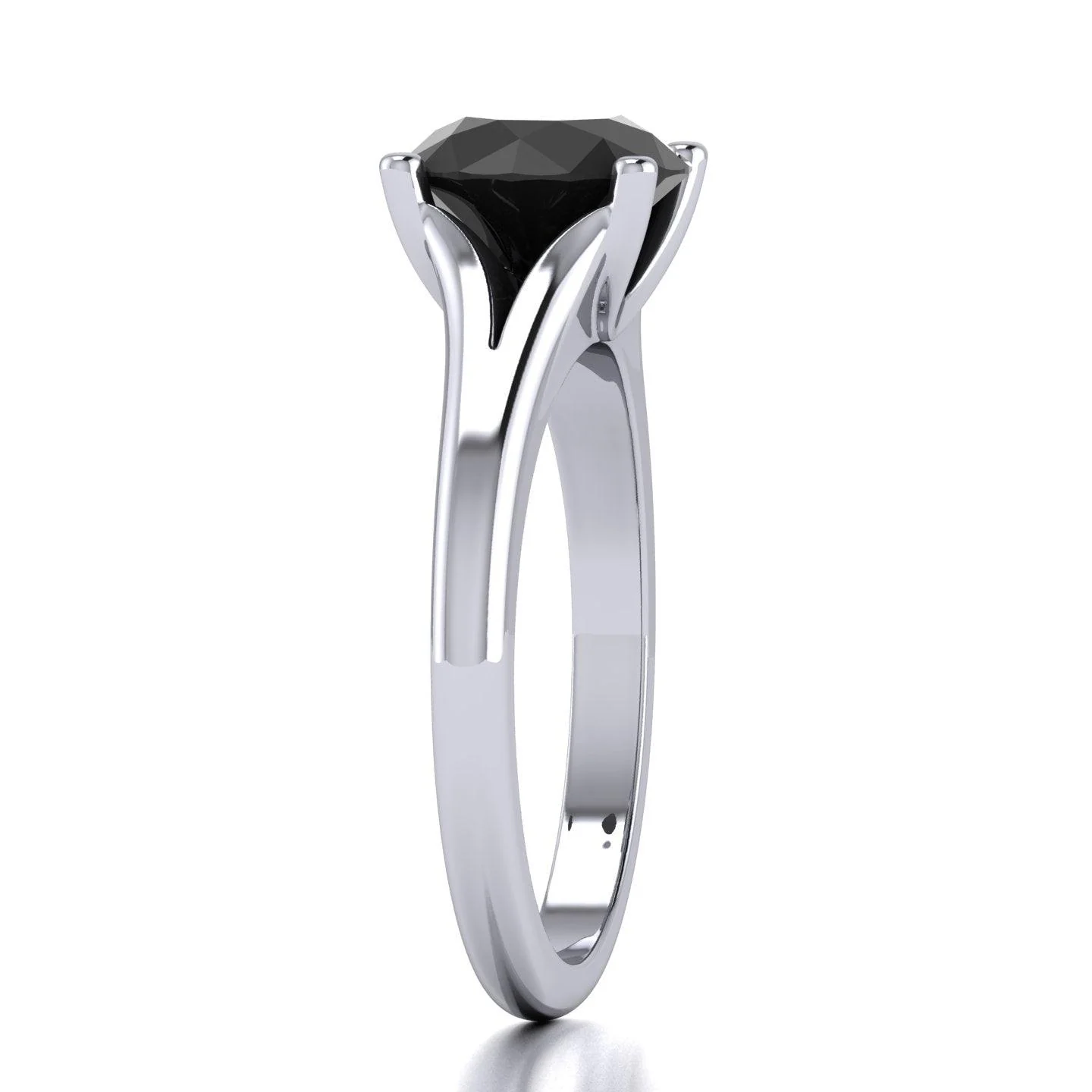 1.50CT AAA Black Round Diamond Solitaire Engagement Ring - Image 5