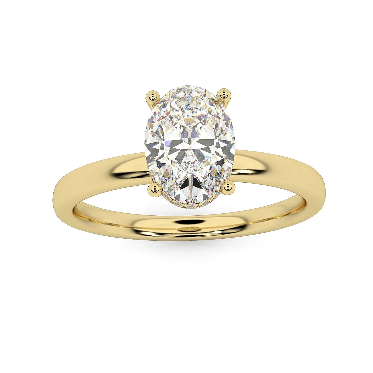 1.15CT IGI Certified Diamond Oval Cut Hidden Halo Women's Engagement Ring - 18k Yellow Gold - Image 10