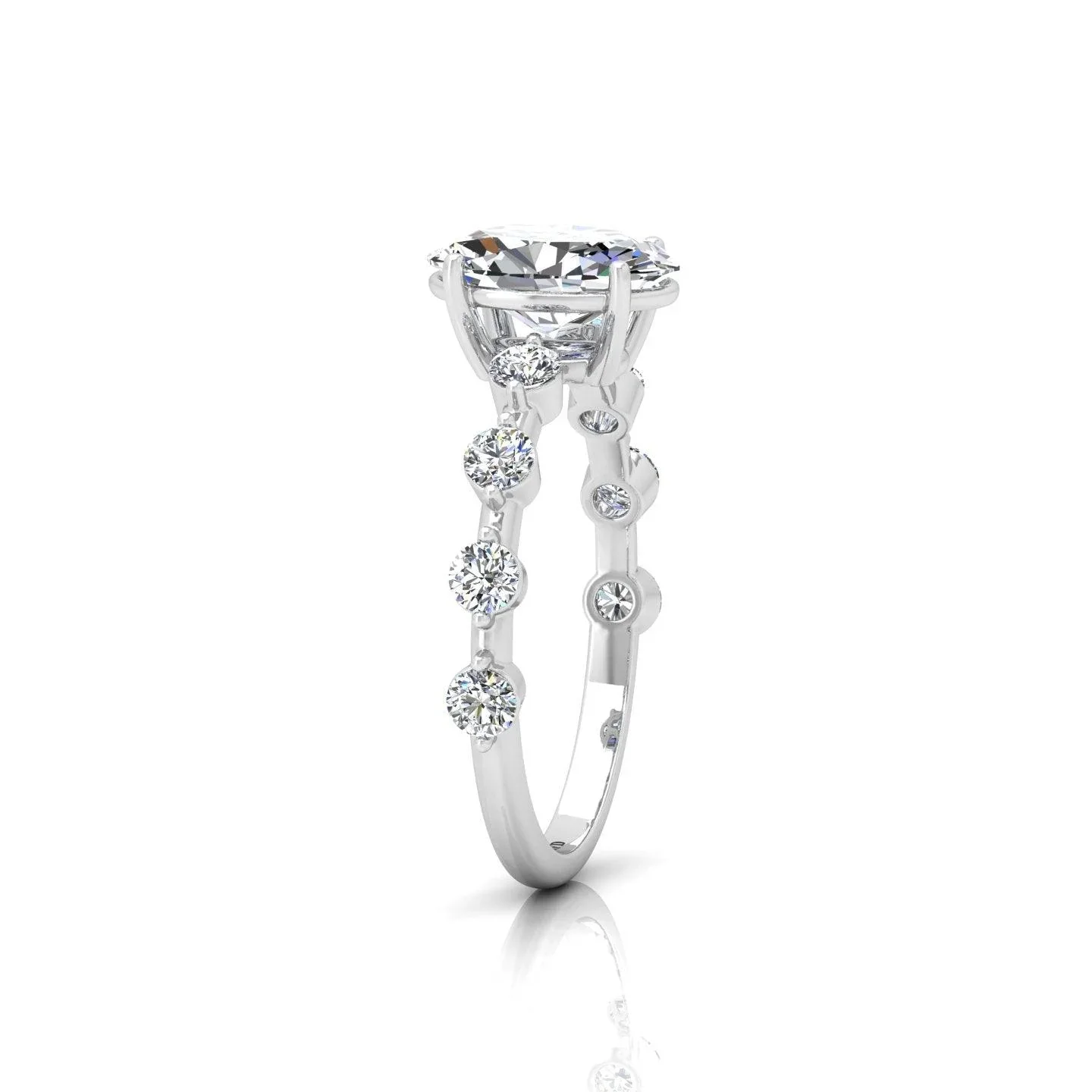 F/VS 2.00-3.00 CT Oval Cut Lab Diamond Designer Engagement Ring in Platinum - Image 4