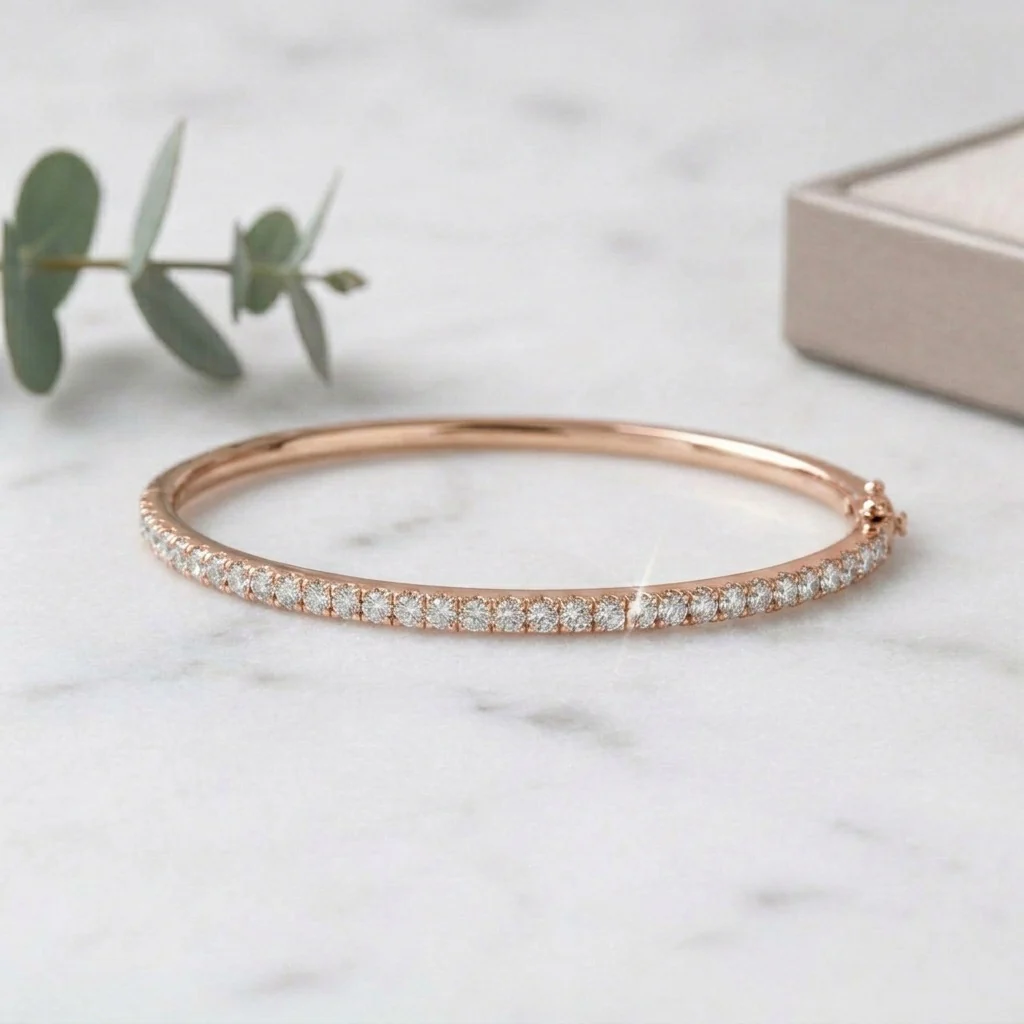 1.75 Ct Natural F/VS Diamond Half Tennis Bangle Bracelet for Women in 18K Gold, UK Hallmarked - Image 4