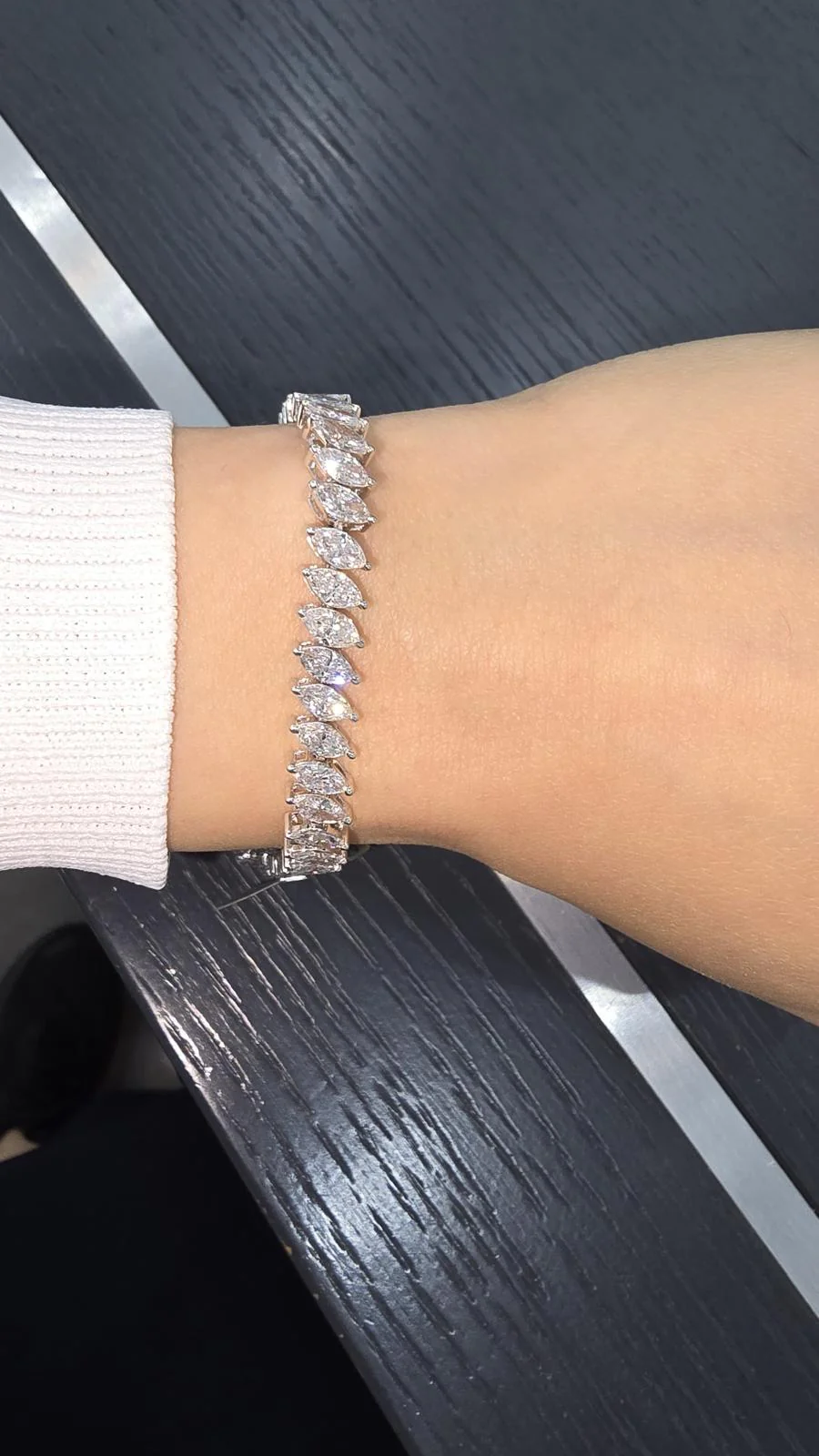 12.00 Carat D/VVS Lab Grown Marquise Diamond Tennis Bracelet Platinum - Image 5