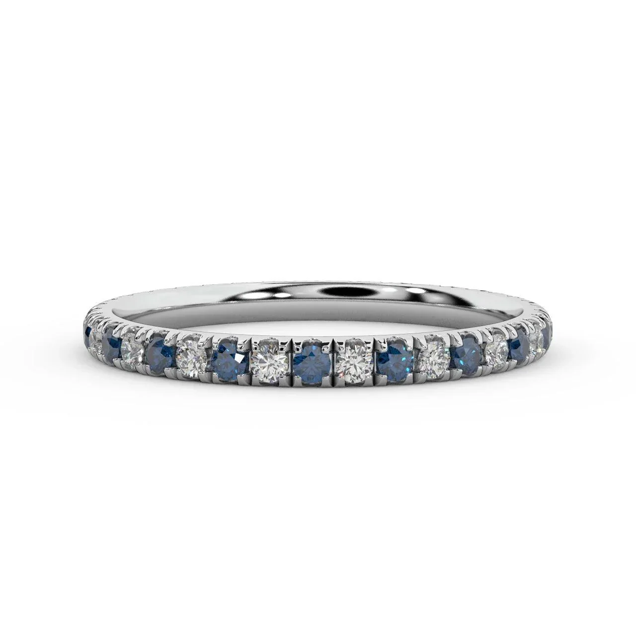 100% Natural 2mm Micro Pave Set Sapphire and Diamond Full Eternity Ring in Platinum - Image 3